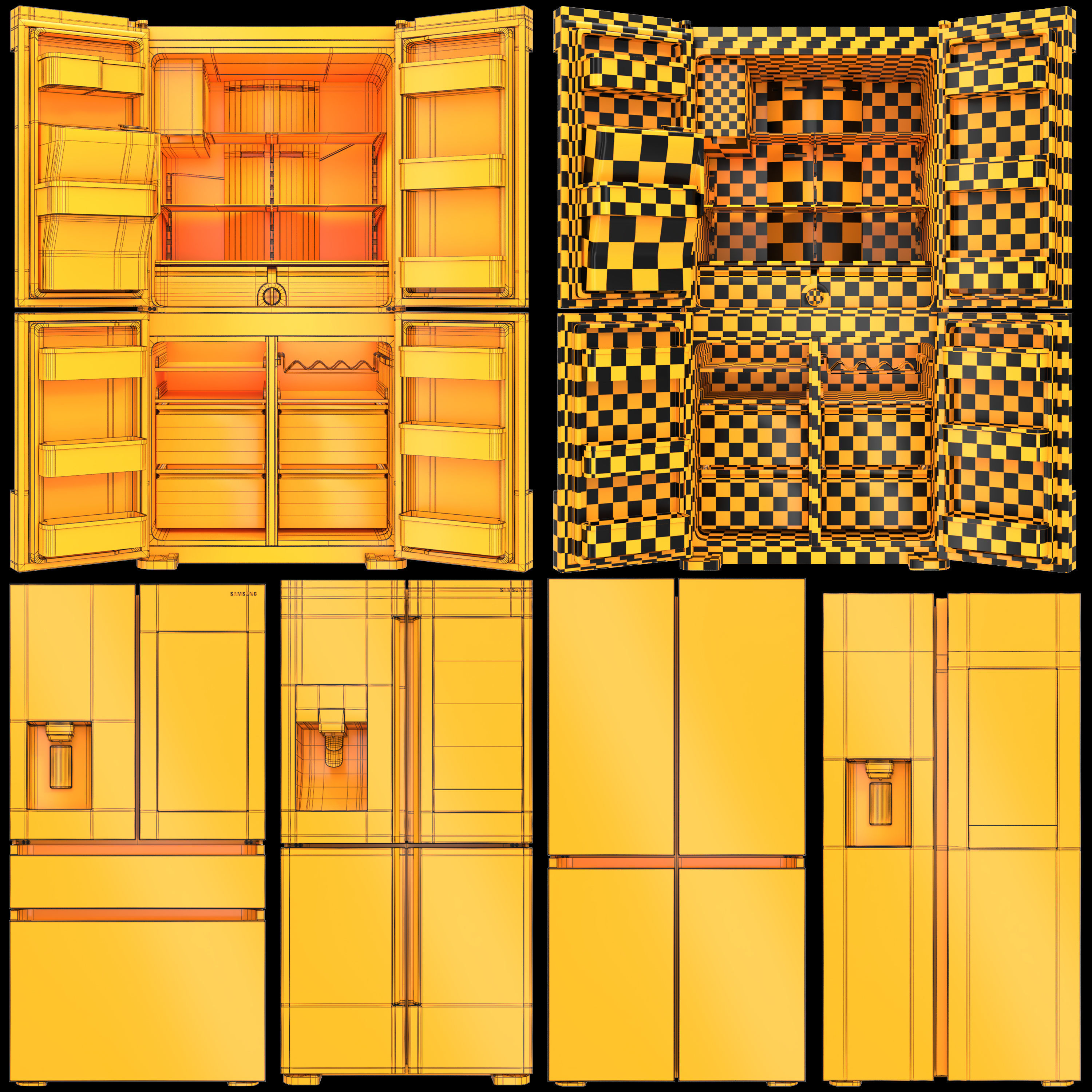 samsung refrigerator set Low-poly 3D model_5