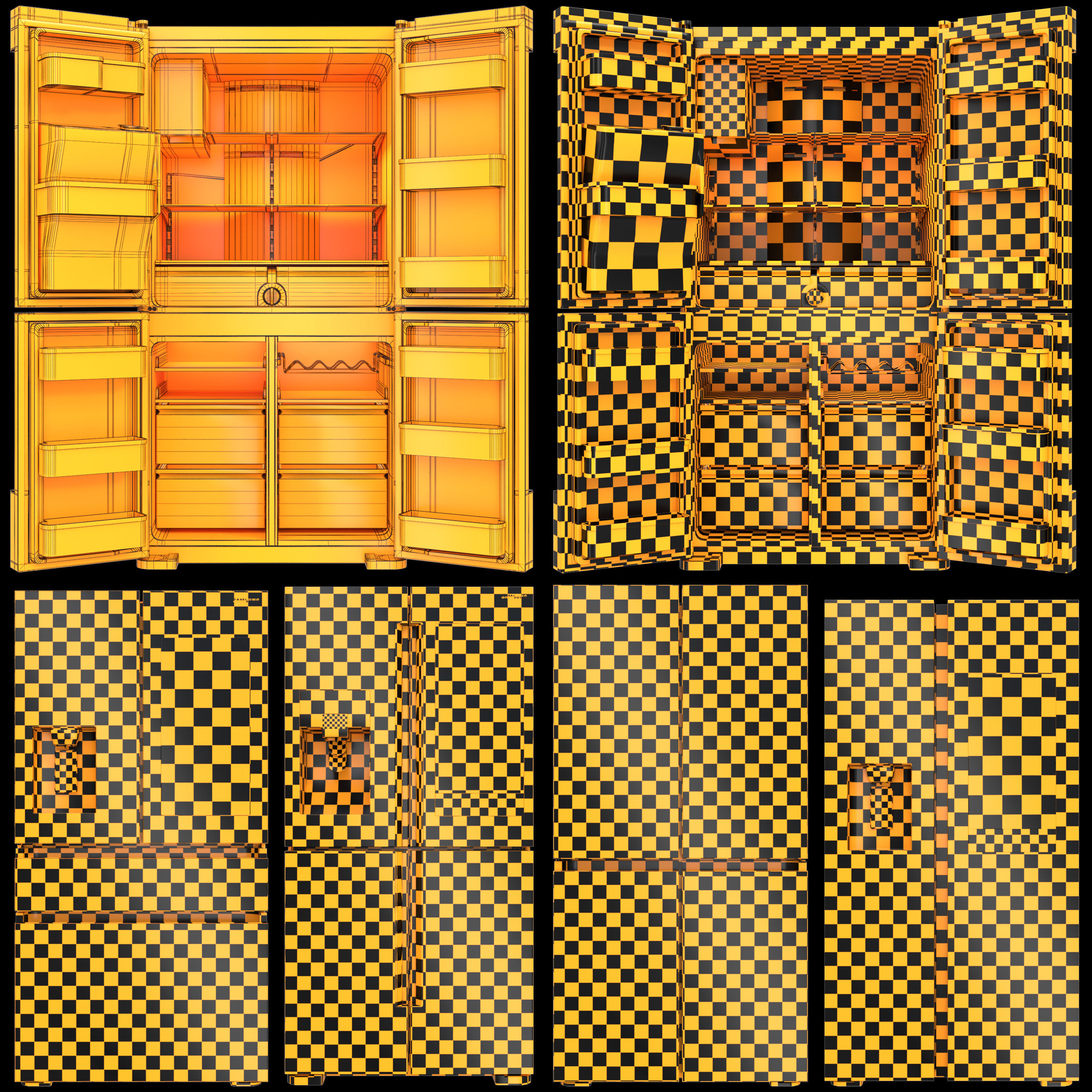 samsung refrigerator set Low-poly 3D model_6