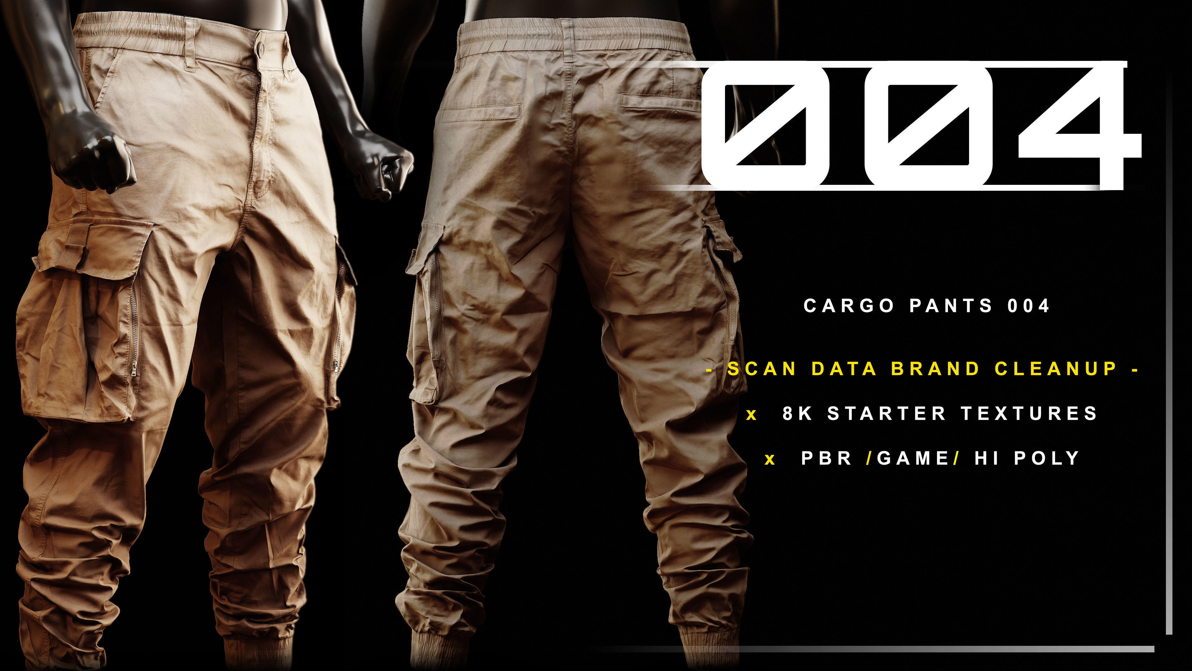 Cargo Pants 004 Low-poly 3D model_2