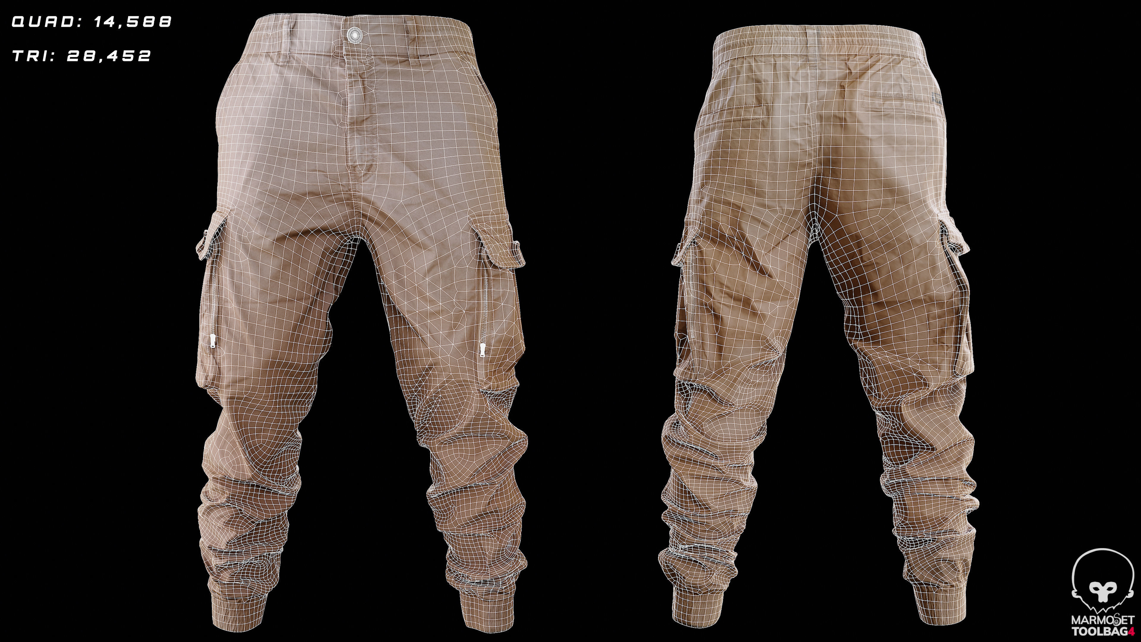 Cargo Pants 004 Low-poly 3D model_4