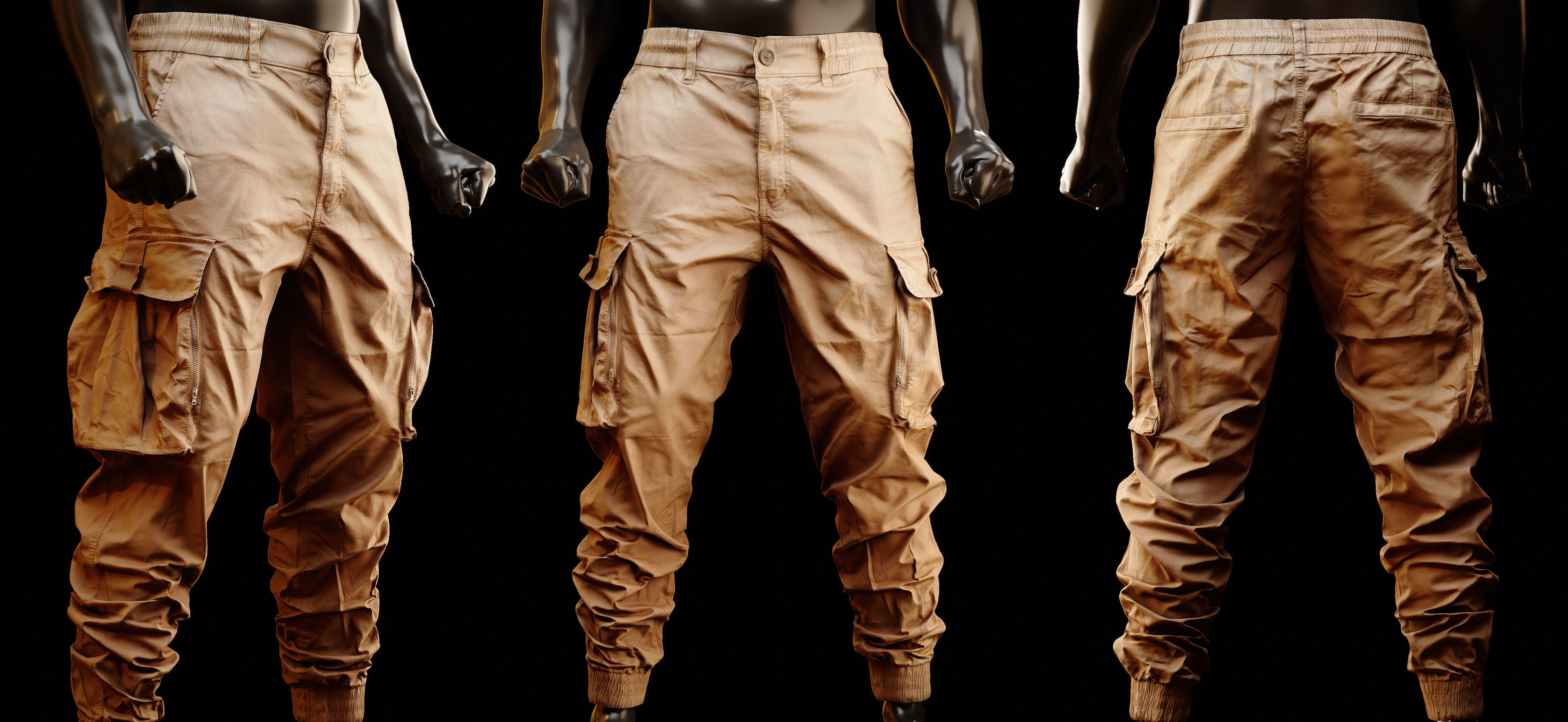 Cargo Pants 004 Low-poly 3D model_3