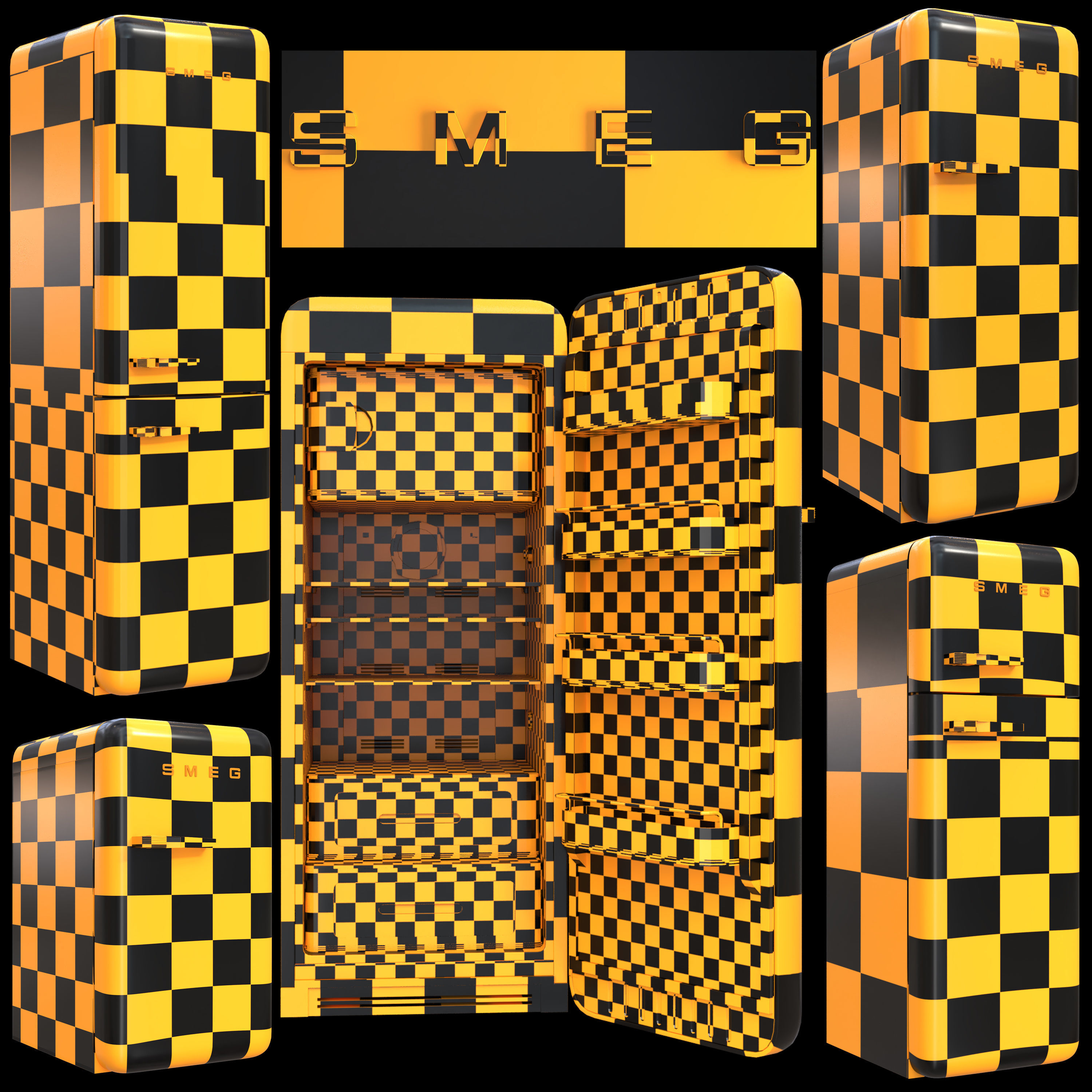 smeg refrigerator set Low-poly 3D model_6