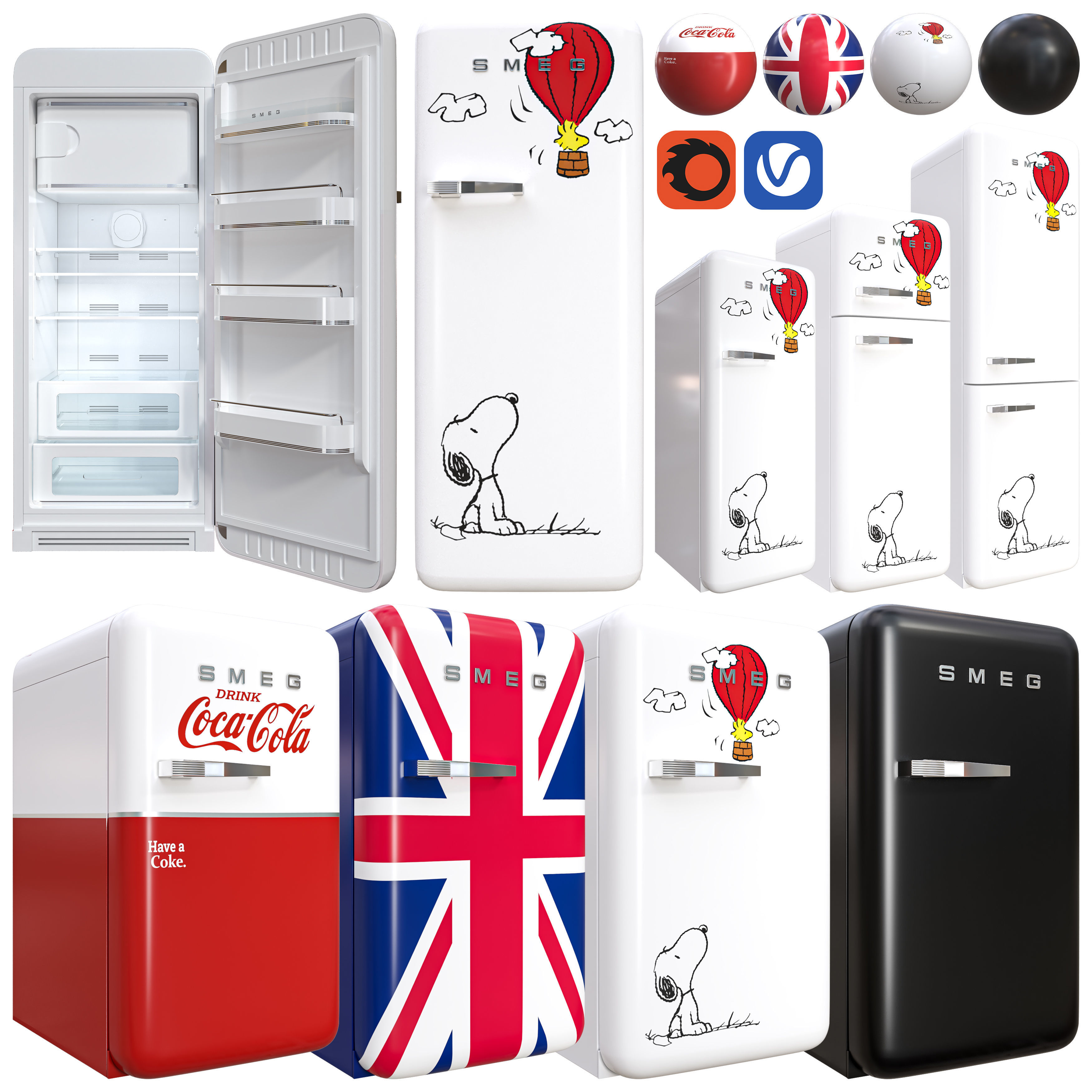 smeg refrigerator set Low-poly 3D model_1
