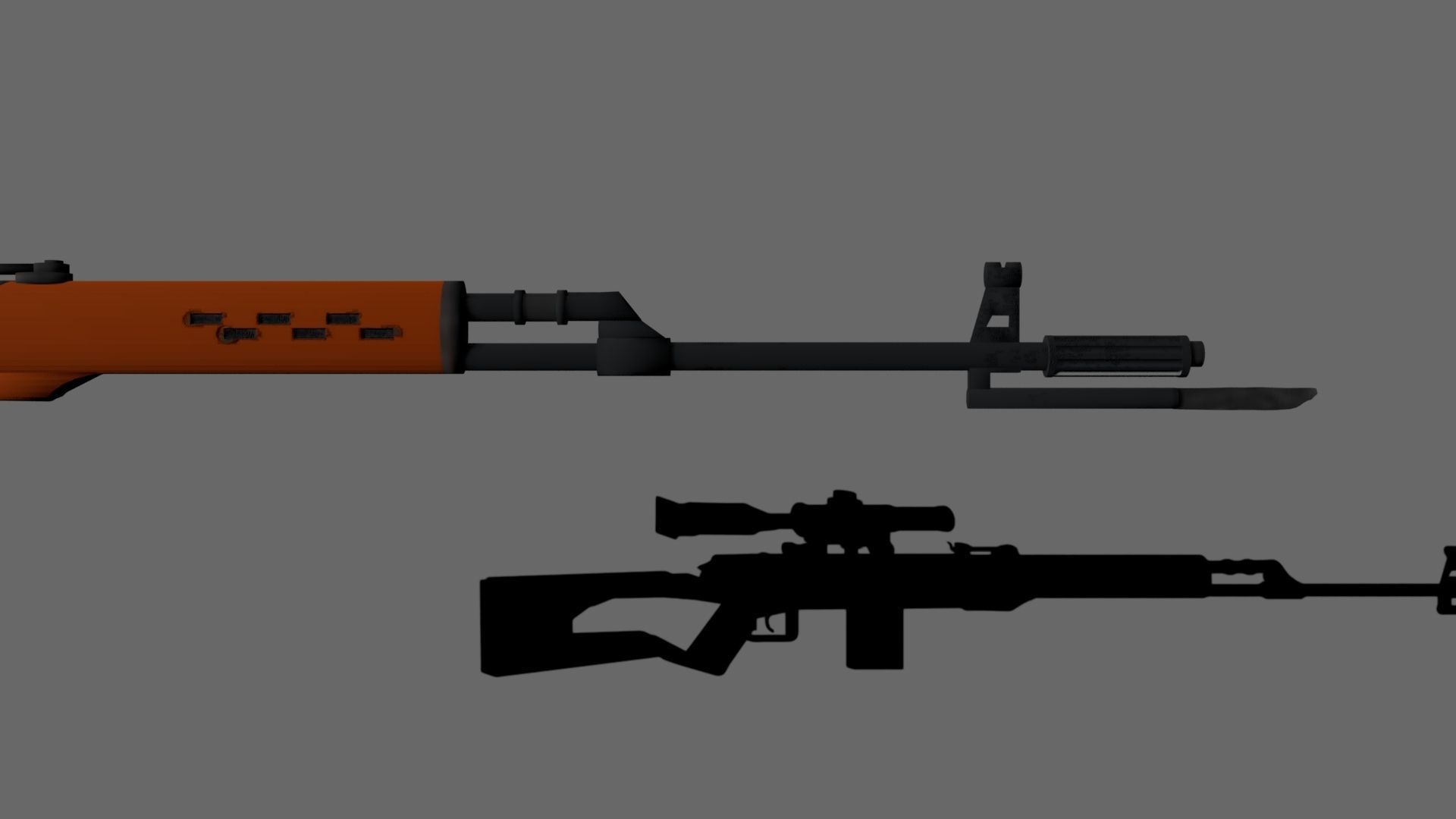 Russian SVD Dragunov Modeled in Blender and Rendered in Maya  Low-poly 3D model_1
