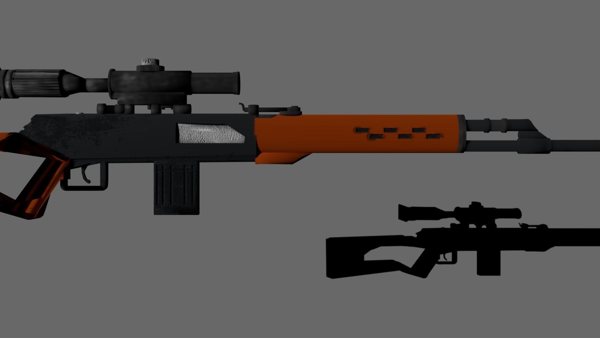 Russian SVD Dragunov Modeled in Blender and Rendered in Maya  Low-poly 3D model_2