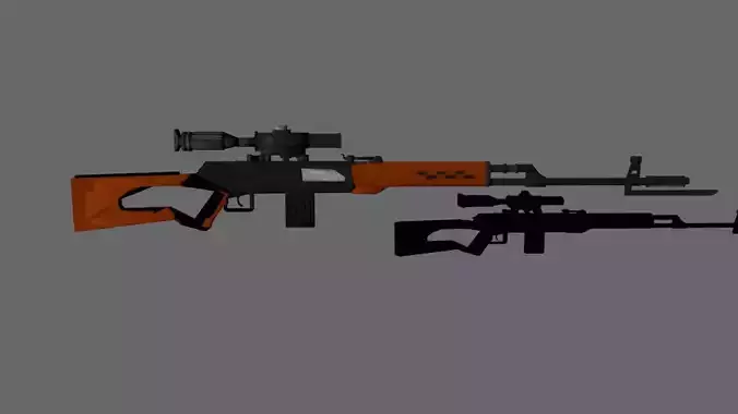 Russian SVD Dragunov Modeled in Blender and Rendered in Maya  Low-poly 3D model
