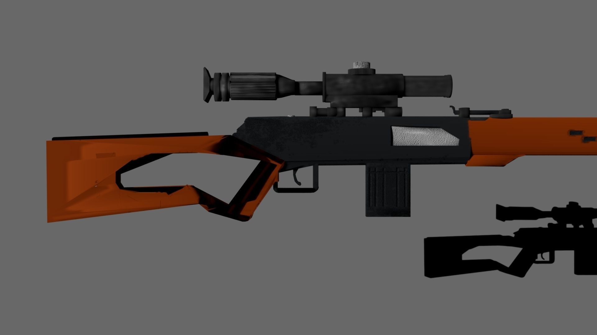 Russian SVD Dragunov Modeled in Blender and Rendered in Maya  Low-poly 3D model_3