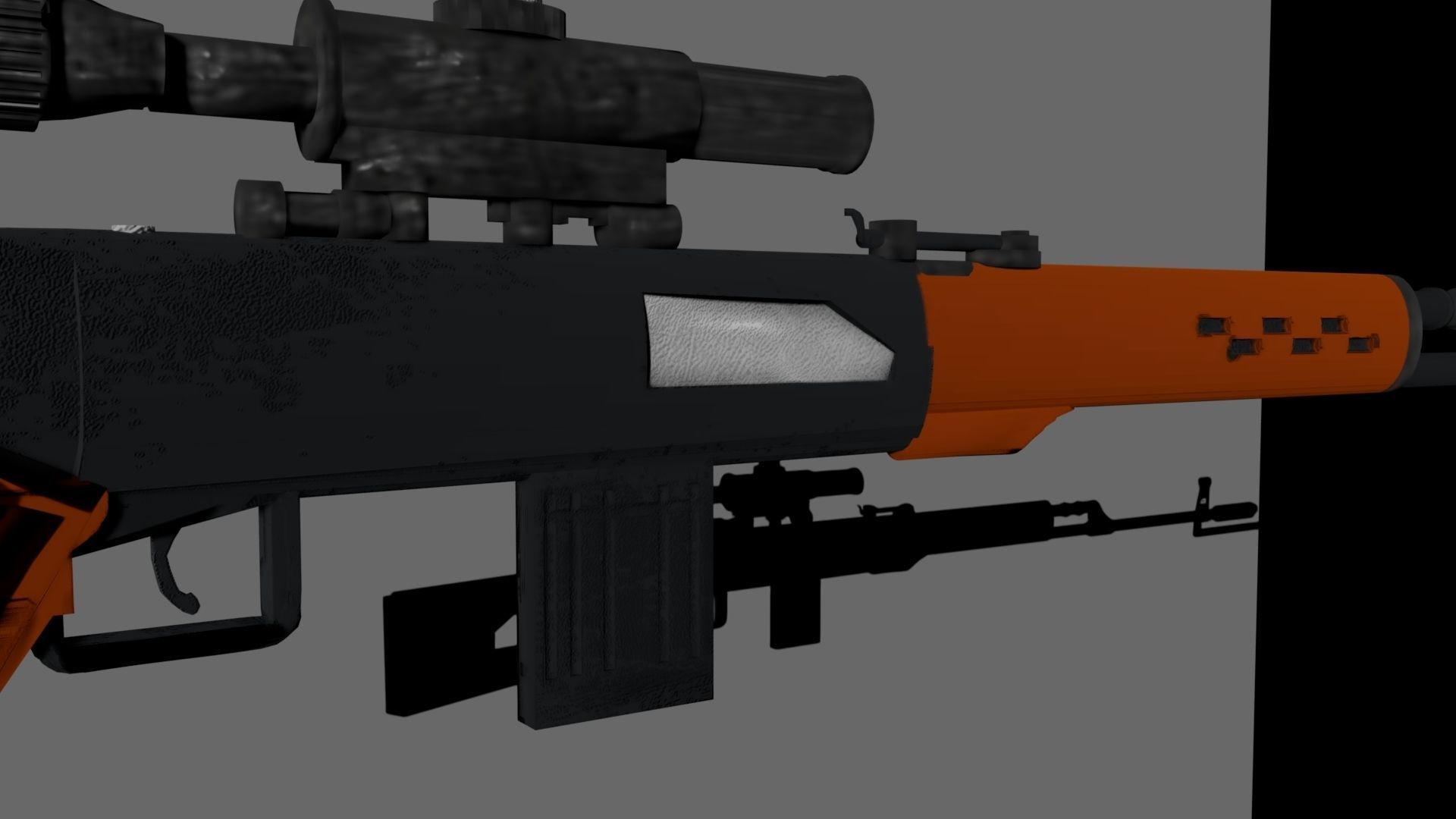 Russian SVD Dragunov Modeled in Blender and Rendered in Maya  Low-poly 3D model_5