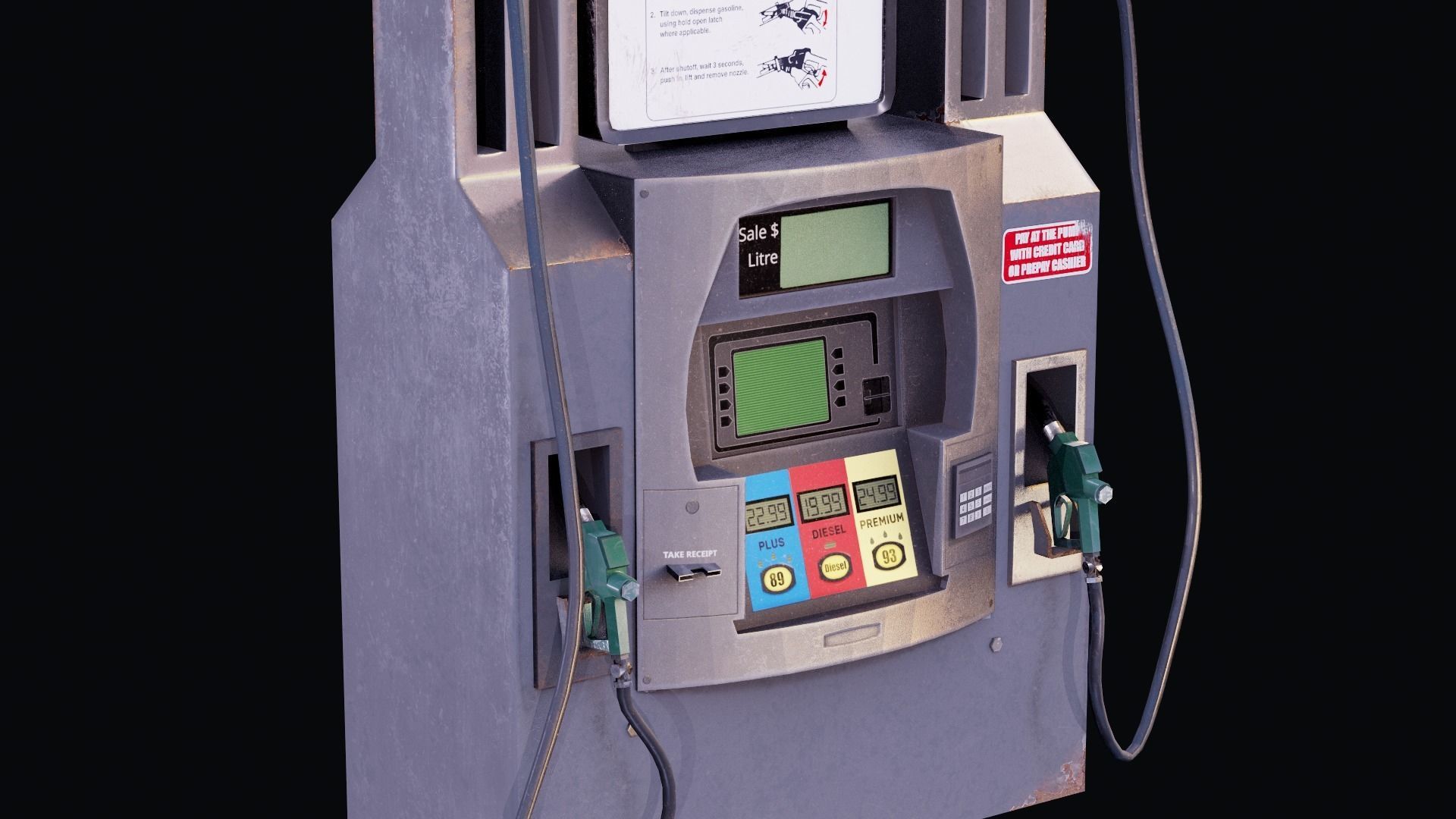 Gas Pump Low-poly 3D model_3