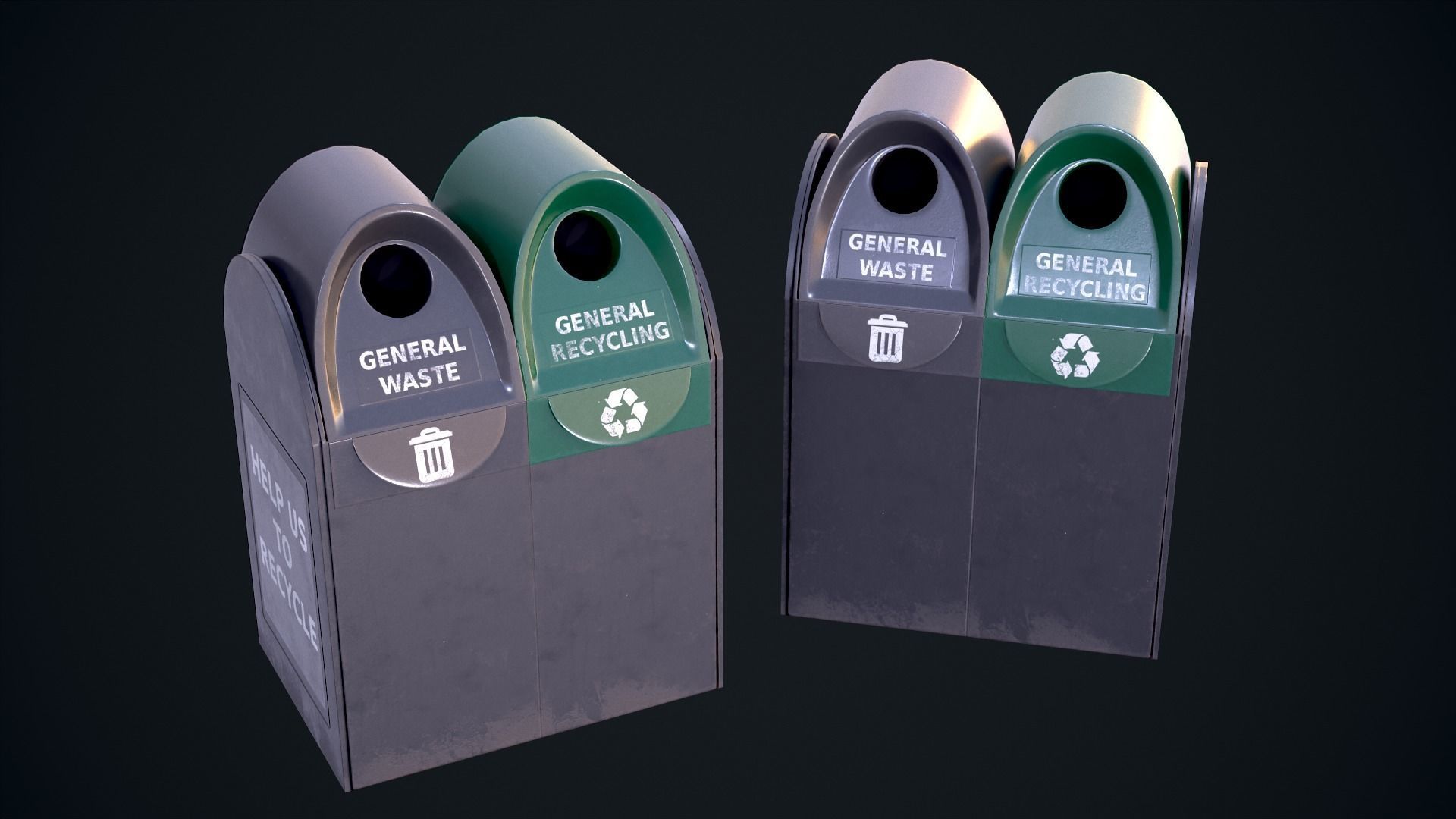 Trash Bin Low-poly 3D model_2