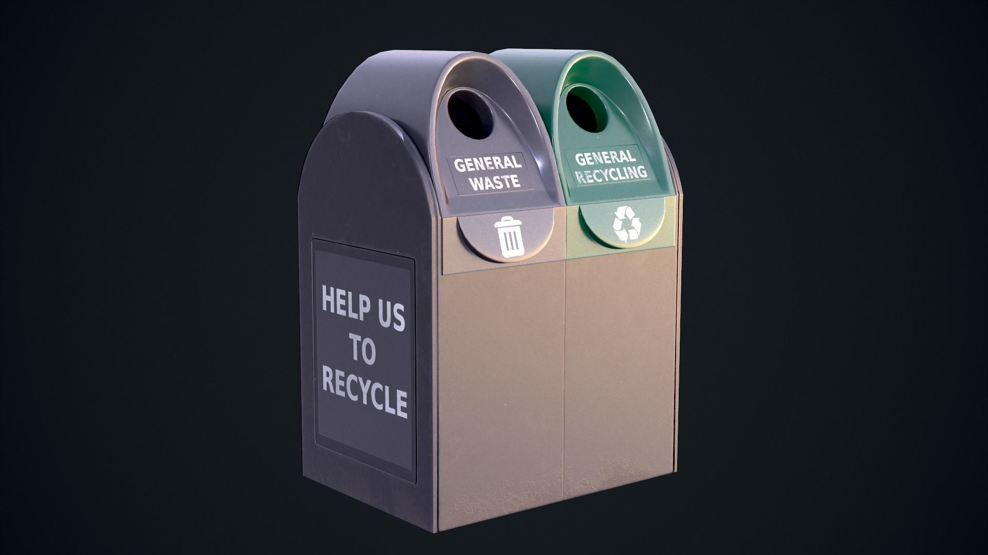 Trash Bin Low-poly 3D model_1