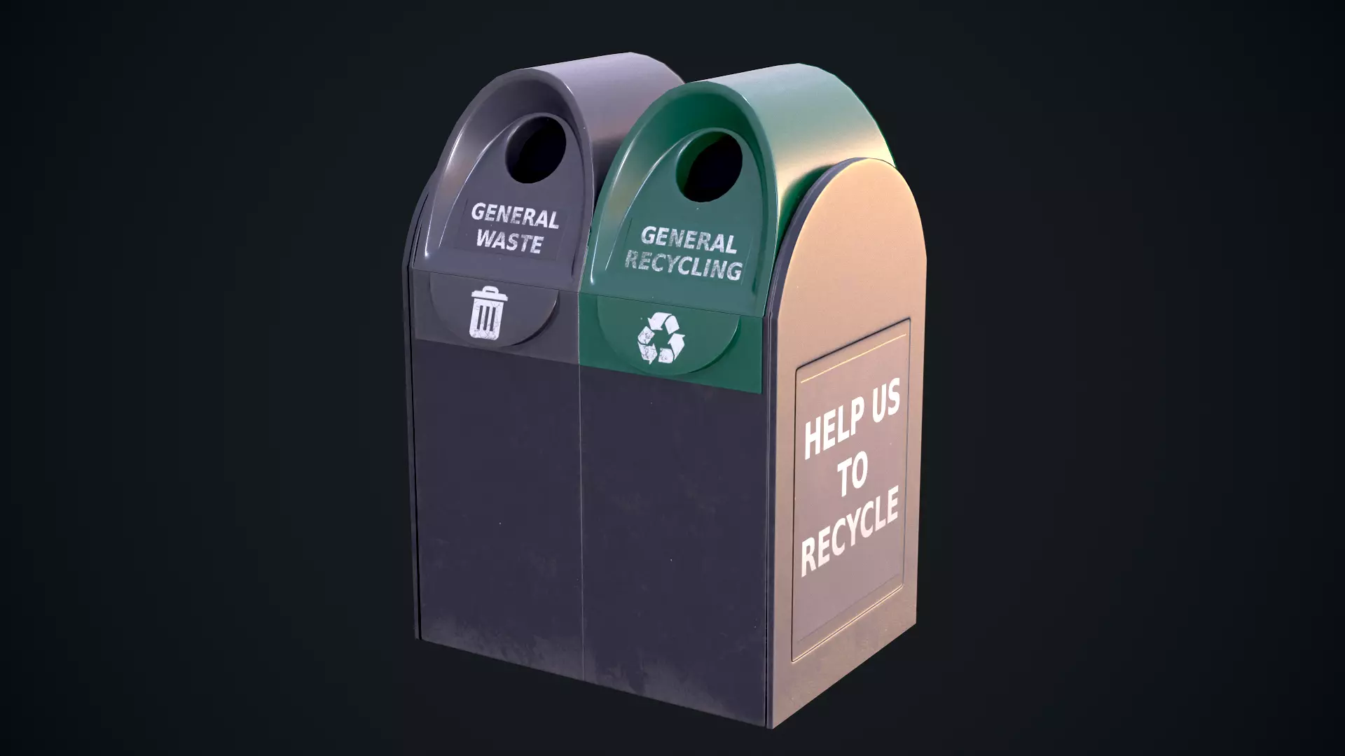 Trash Bin Low-poly 3D model_0