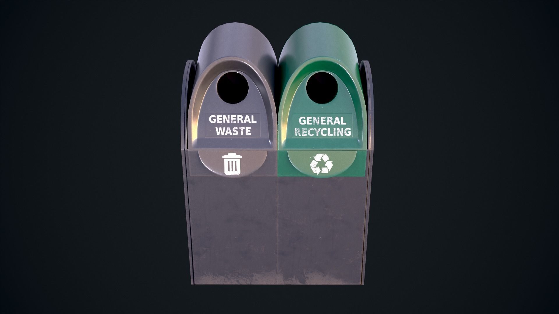 Trash Bin Low-poly 3D model_3