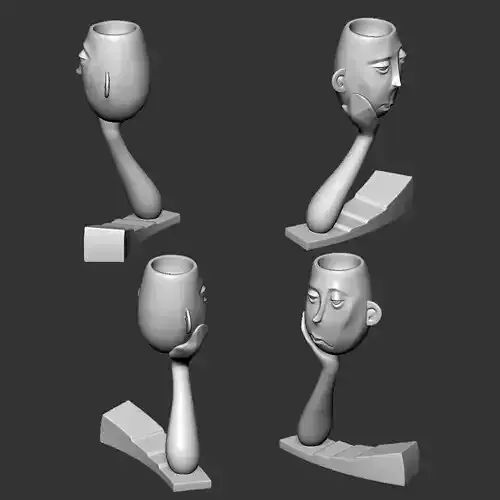 Face Vase Unimpressed Boy for 3D print