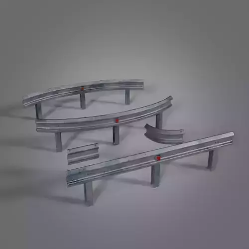 Kit road fence kit Low-poly 3D model