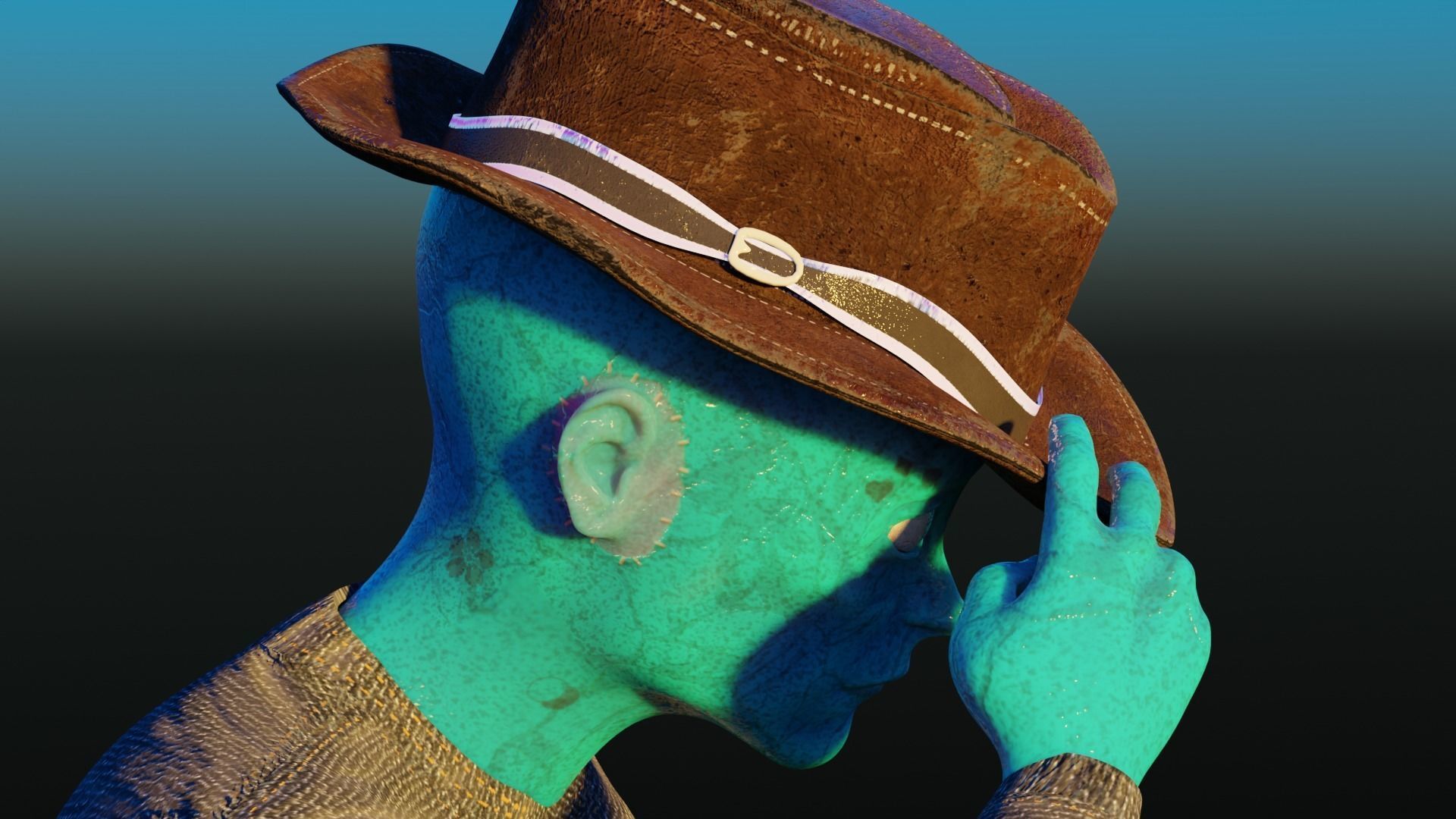Cowboy Alien Low-poly 3D model_5