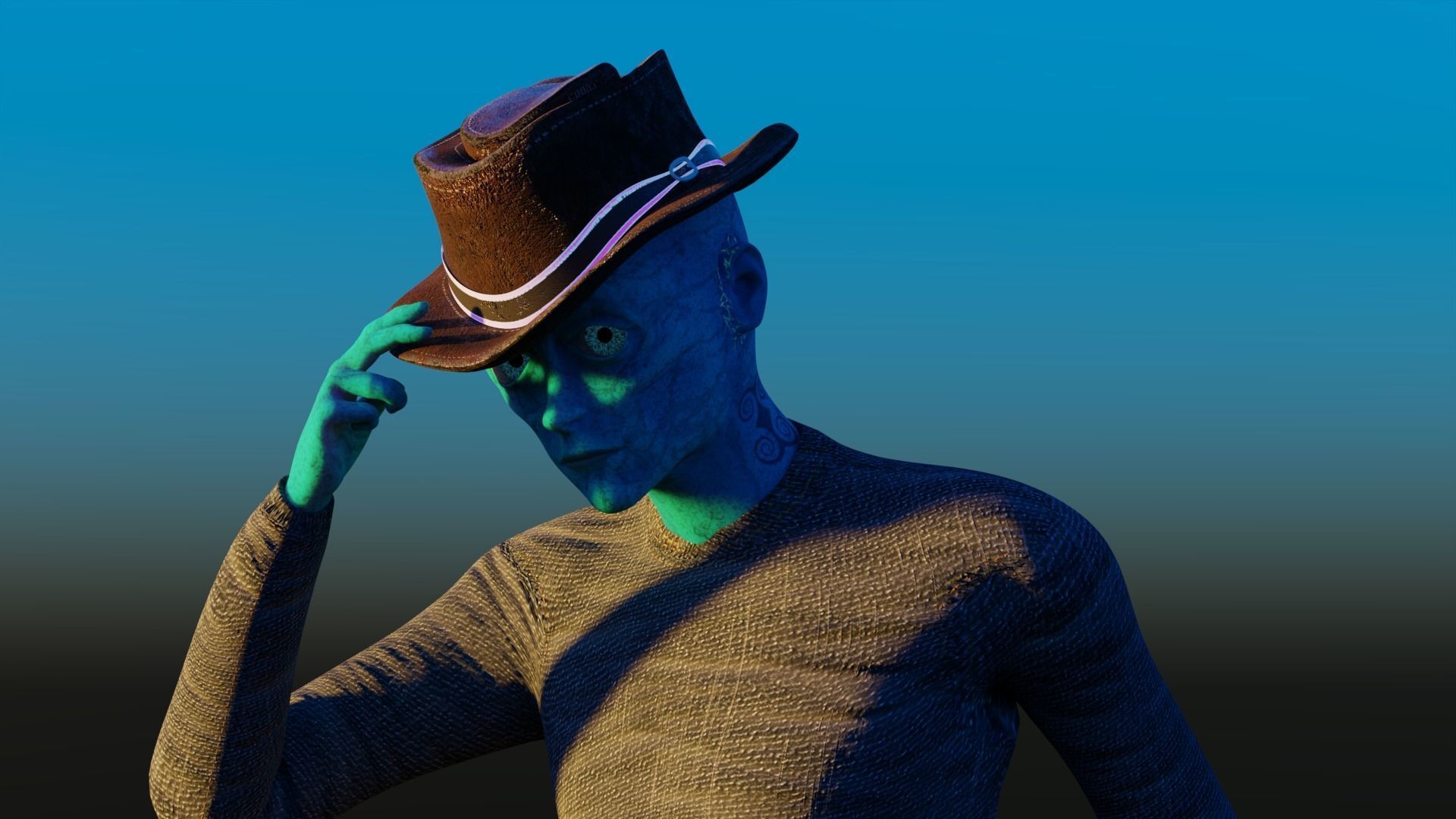 Cowboy Alien Low-poly 3D model_2