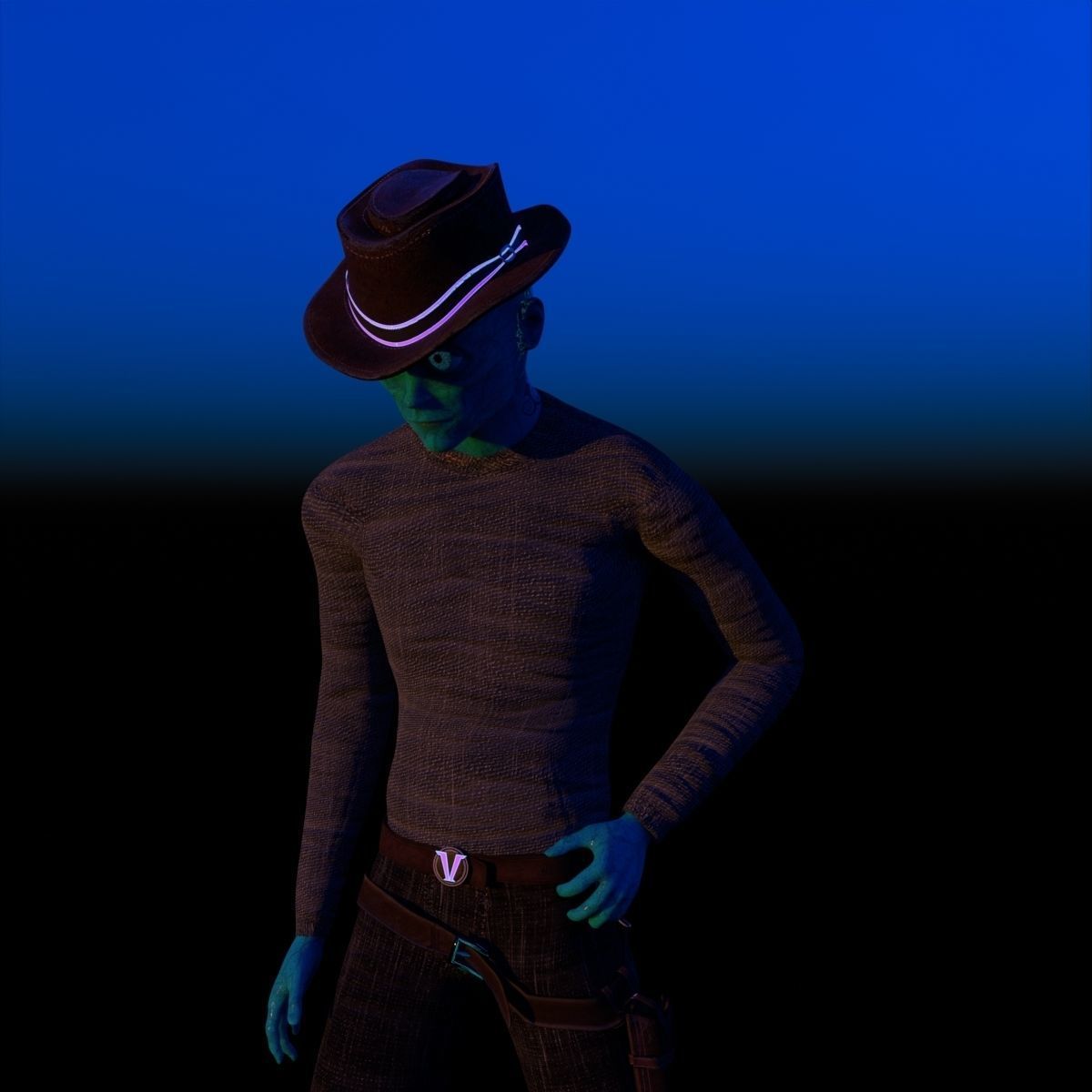 Cowboy Alien Low-poly 3D model_1