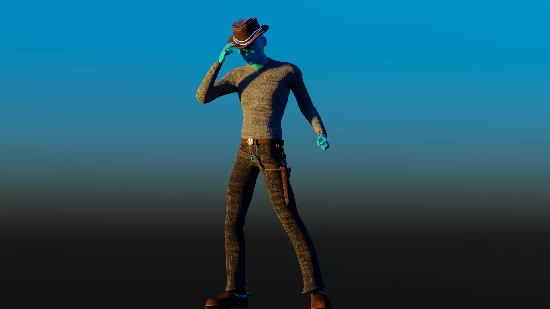 Cowboy Alien Low-poly 3D model_0