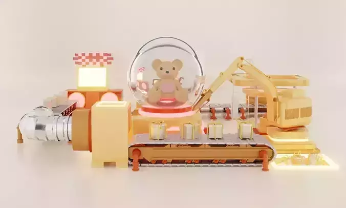 Production of Toy Factory Futuristic Low-poly 3D model