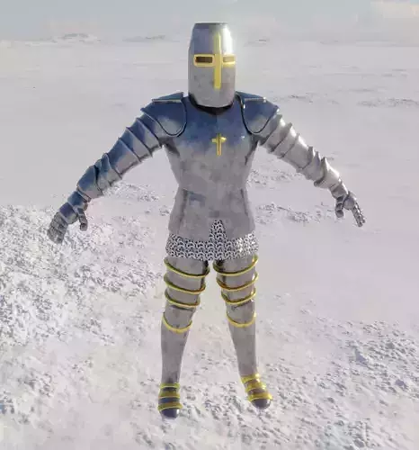 Knight in armor in snow