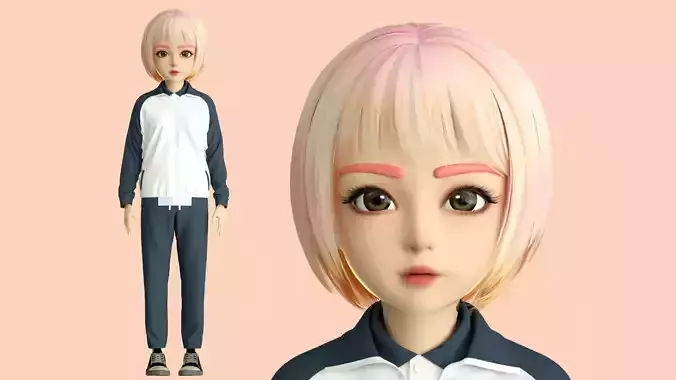 cartoon girl student girl loli