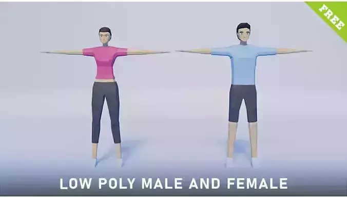 Low Poly Male and Female Free low-poly 3D model