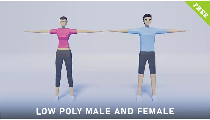 Low Poly Male and Female Free low-poly 3D model_0