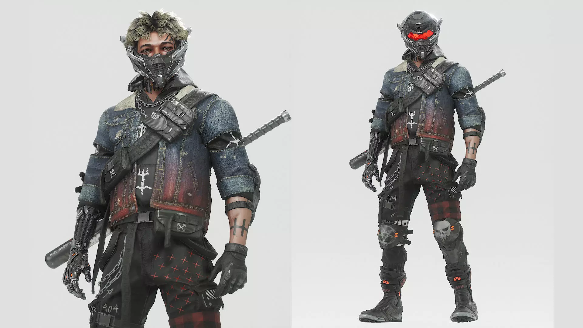 Cyberpunk Metalhead Character Low-poly 3D model