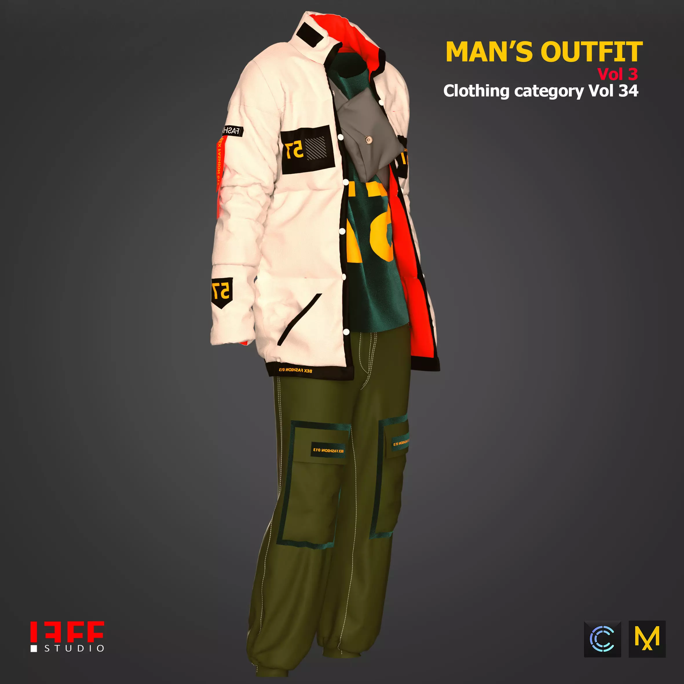 Jeff studio Man outfit Vol 2 Marvelous designer Free low-poly 3D model