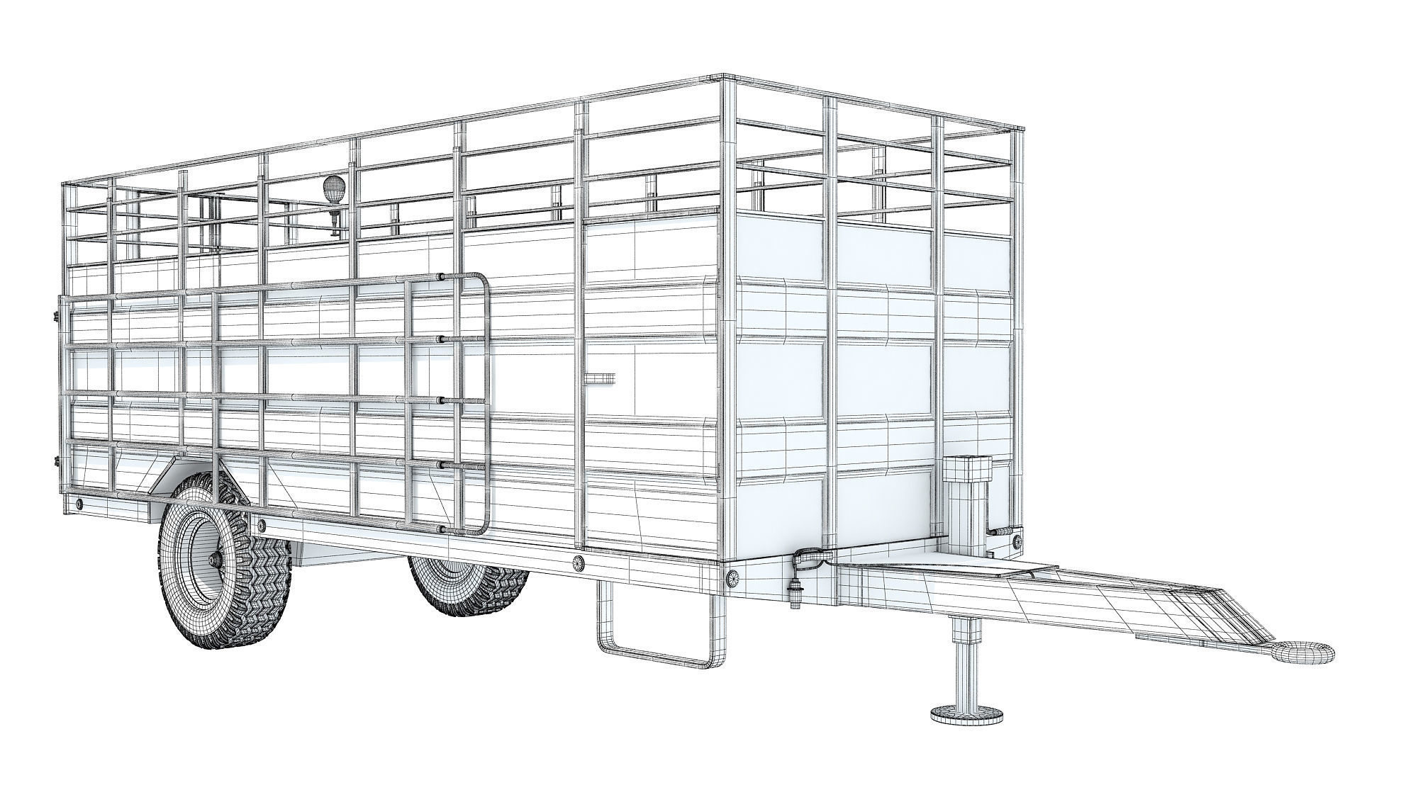 Animal Transporter Farm Trailer 3D model_14