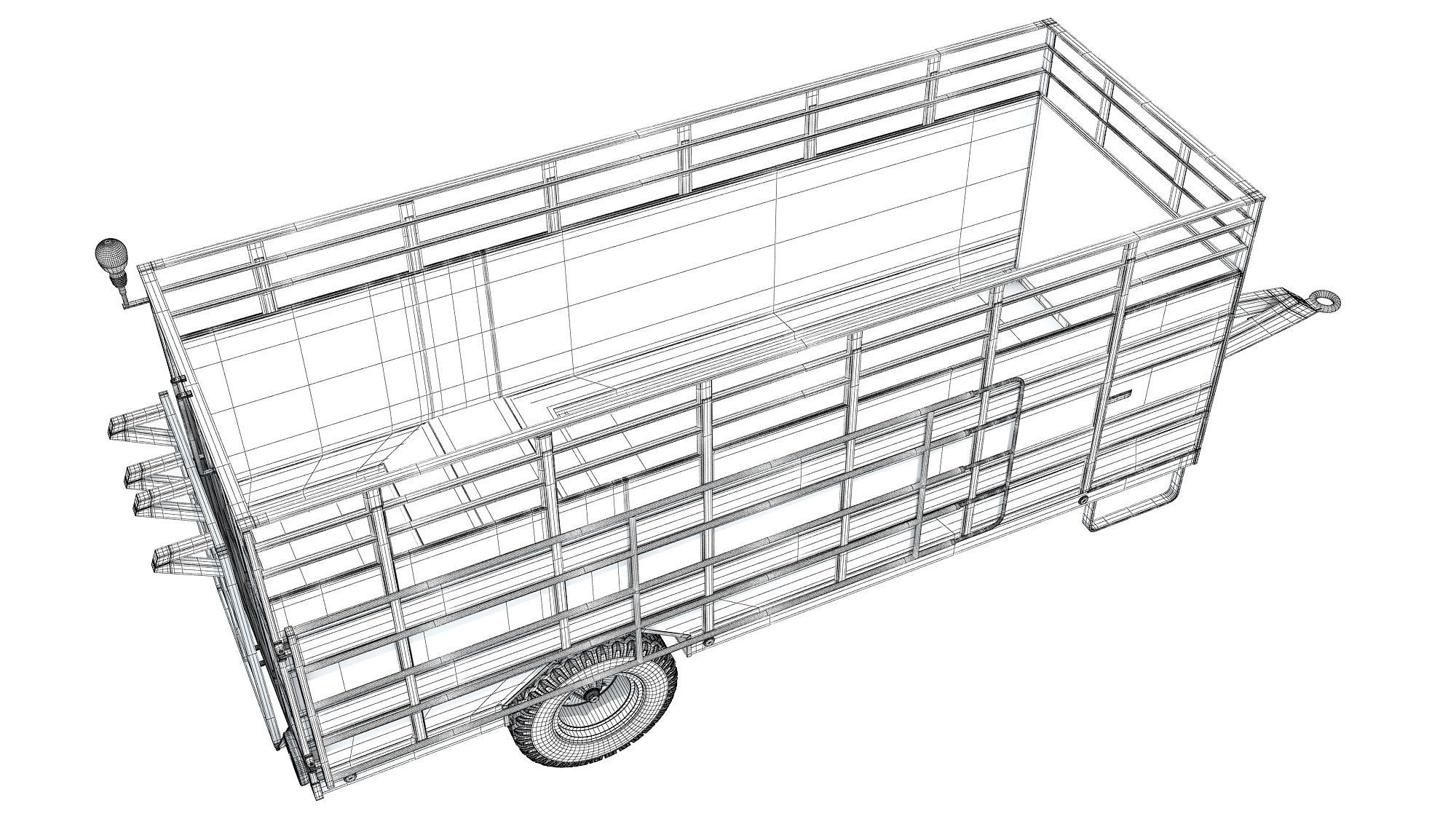 Animal Transporter Farm Trailer 3D model_13