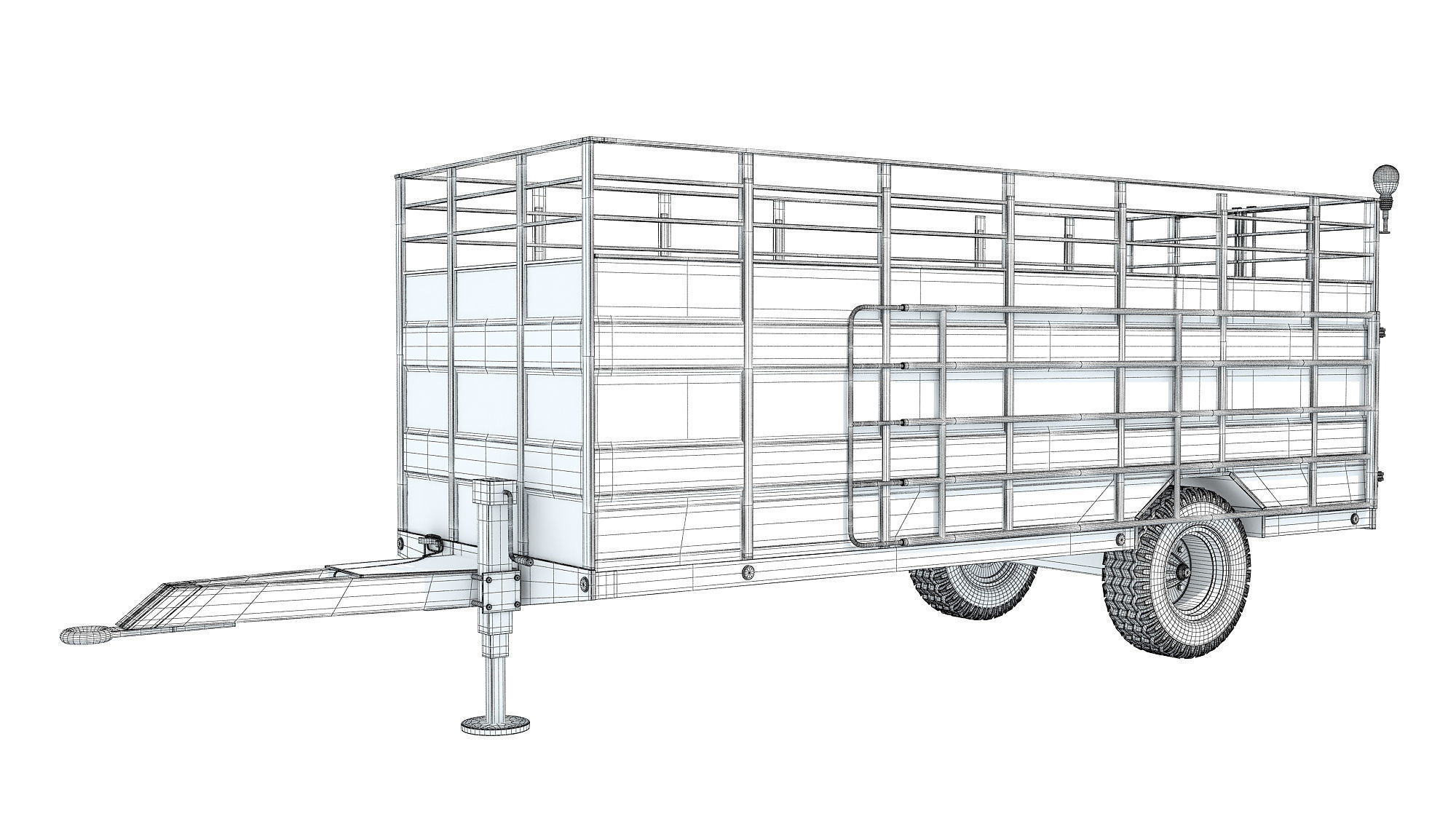 Animal Transporter Farm Trailer 3D model_11