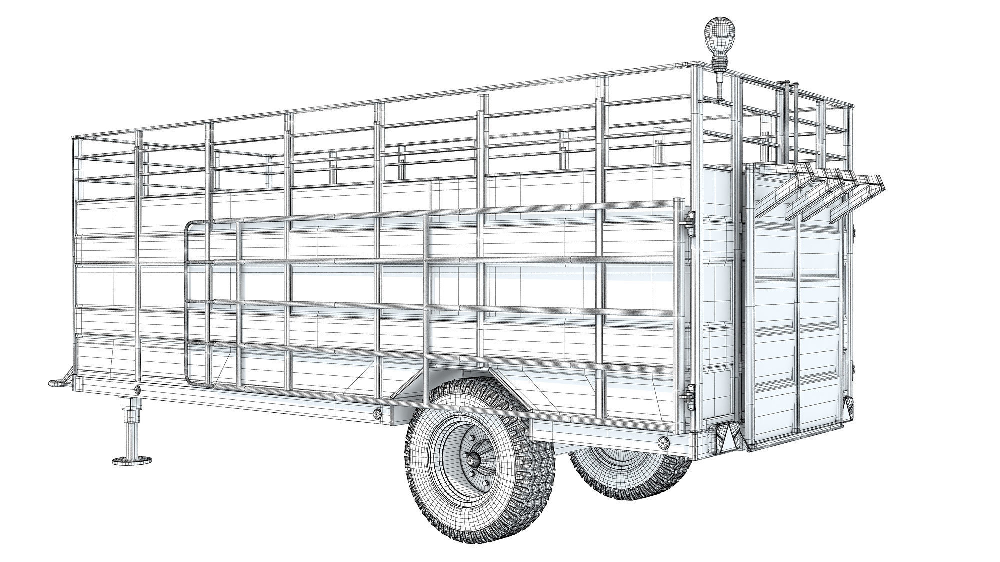 Animal Transporter Farm Trailer 3D model_12