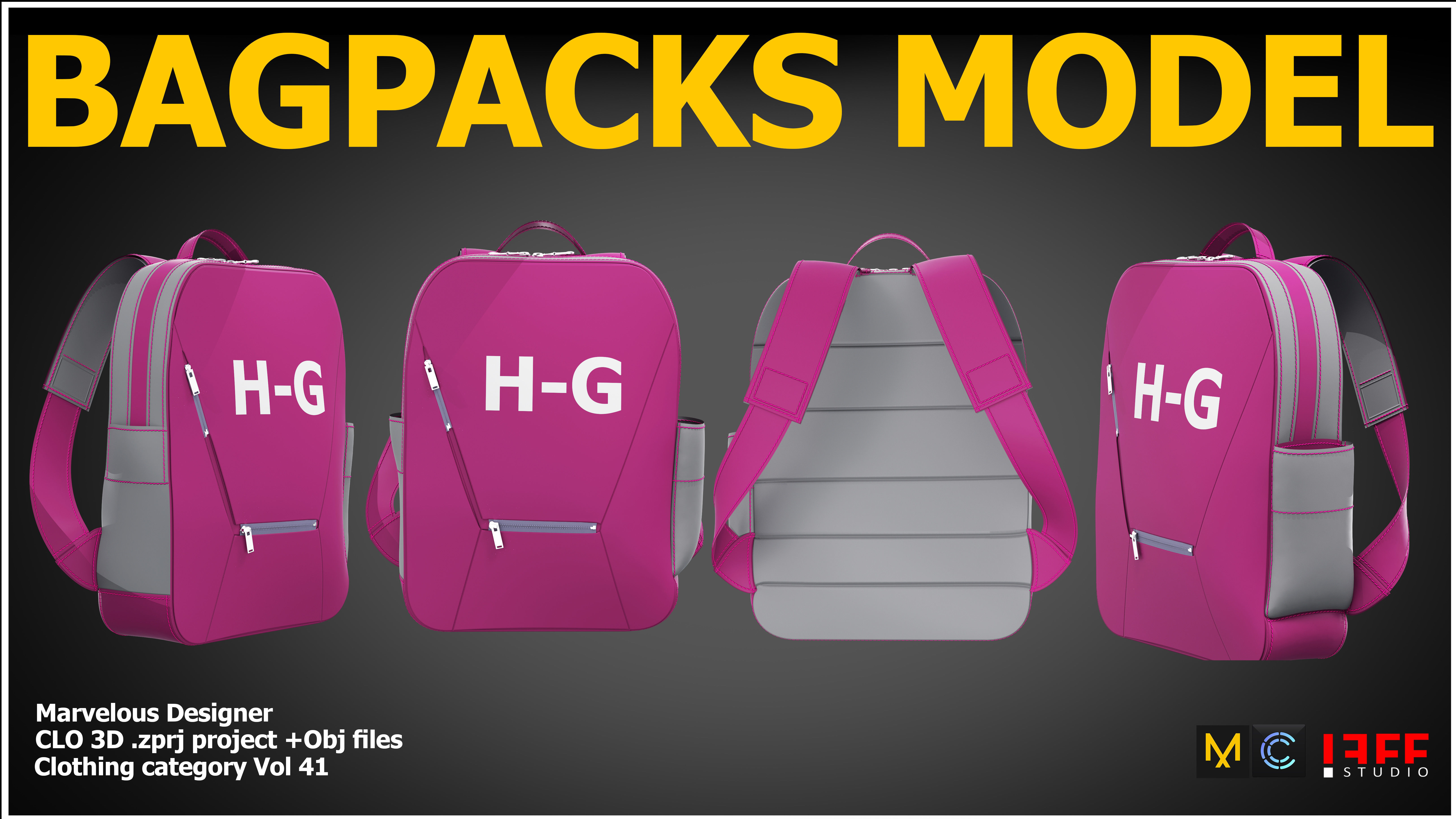 3D model 5 Backpack models Marvelous designer VR / AR / low-poly | CGTrader
