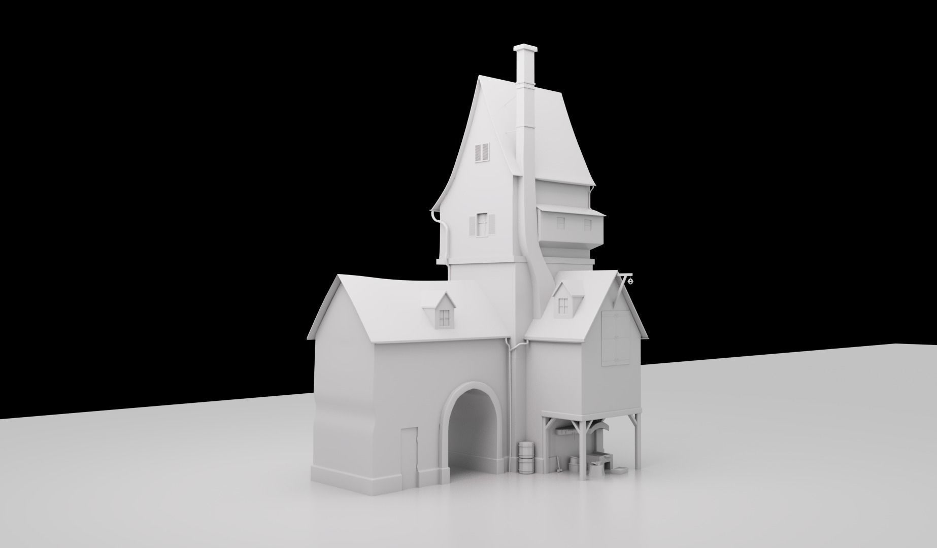 old home  Low-poly 3D model_1