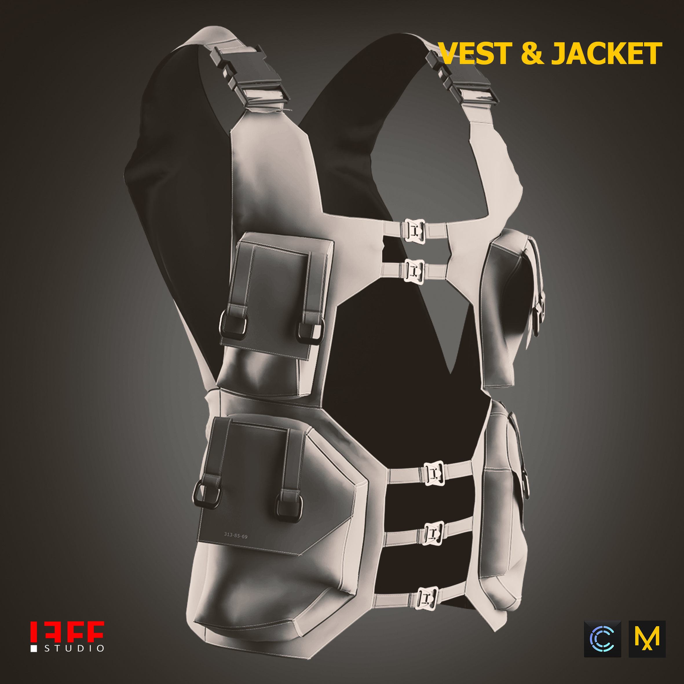 Vest and Jacket Vol 40 Marvelous and obj files Low-poly 3D model_7