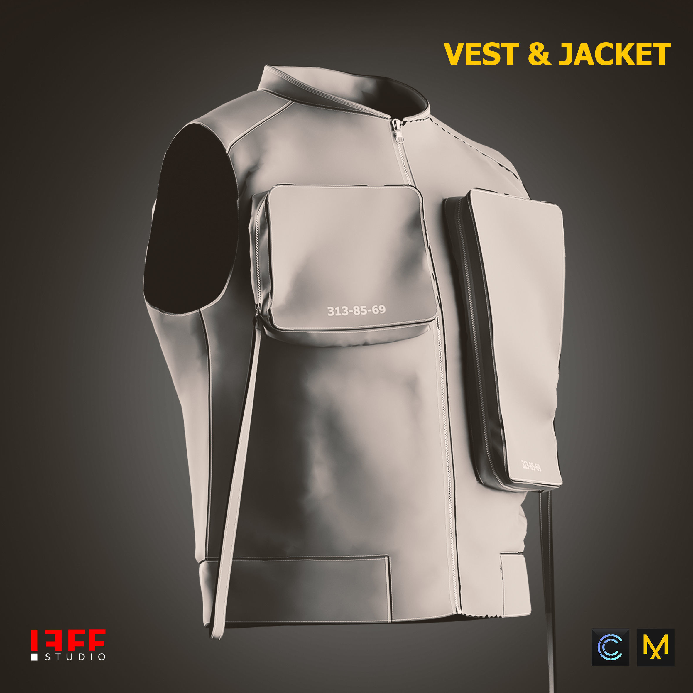 Vest and Jacket Vol 40 Marvelous and obj files Low-poly 3D model_10
