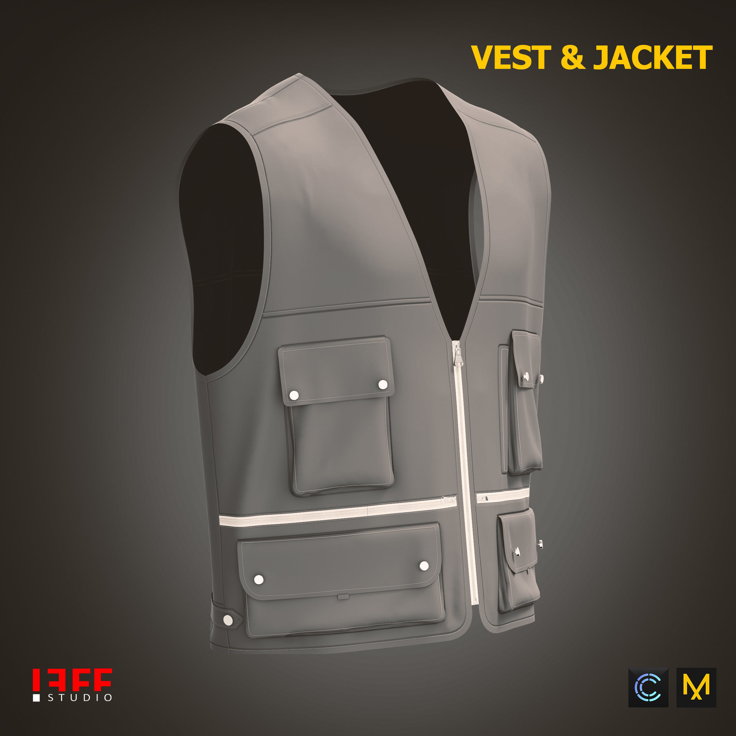 Vest and Jacket Vol 40 Marvelous and obj files Low-poly 3D model_9