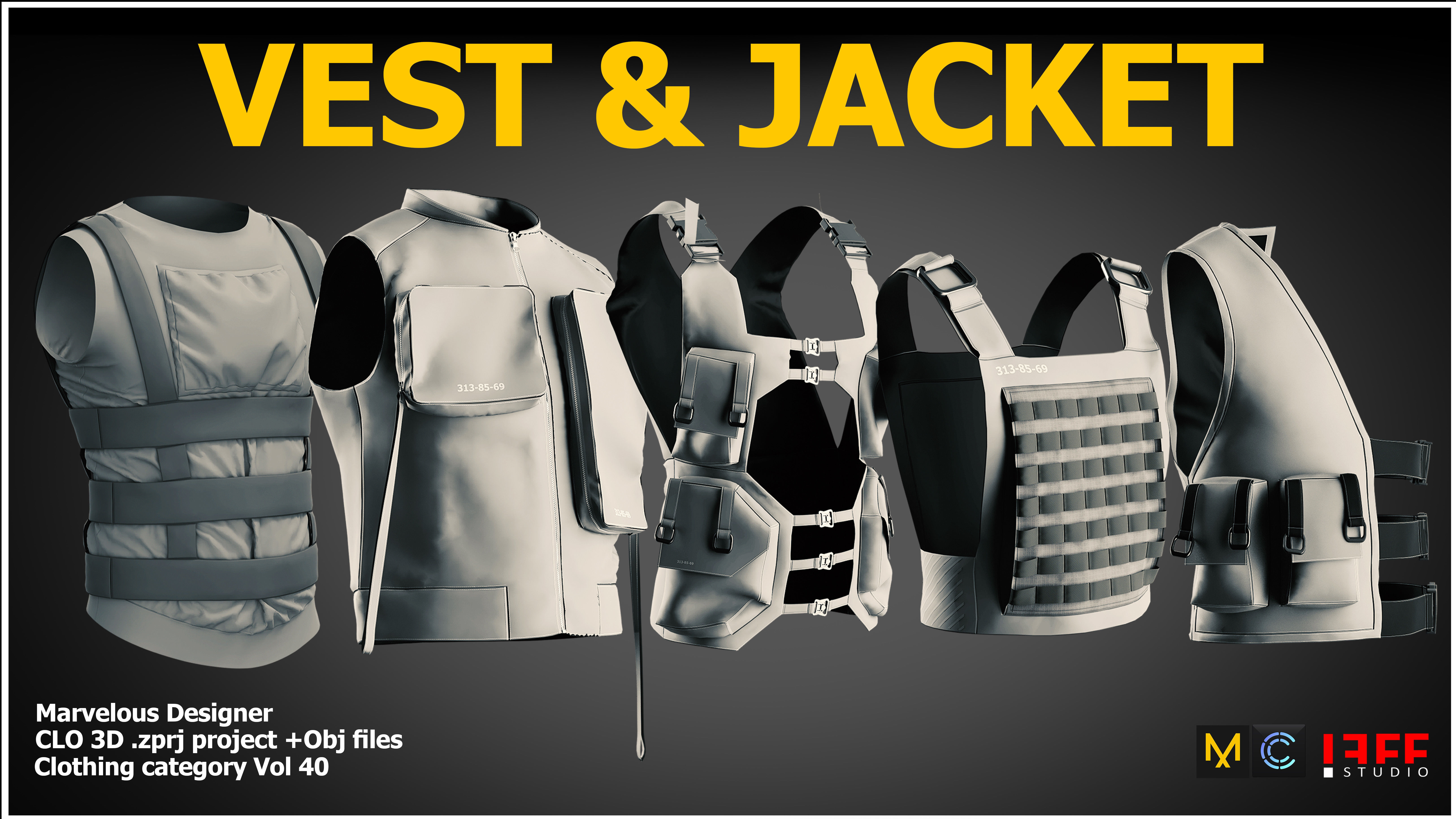 Vest and Jacket Vol 40 Marvelous and obj files Low-poly 3D model_2