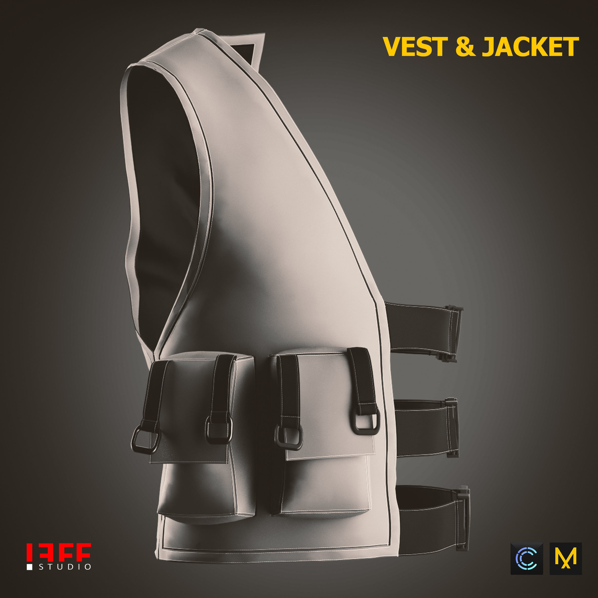 Vest and Jacket Vol 40 Marvelous and obj files Low-poly 3D model_6