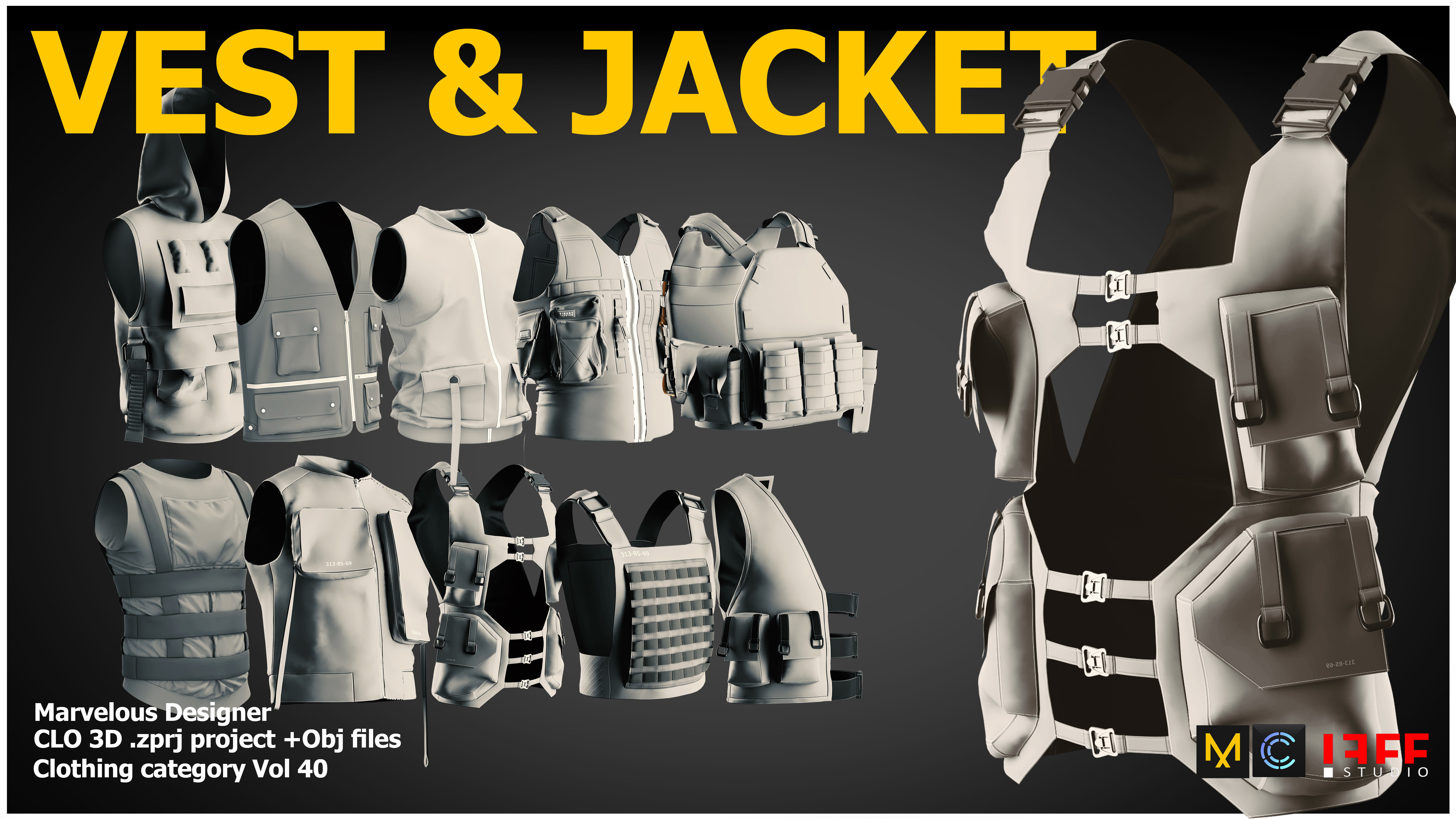 Vest and Jacket Vol 40 Marvelous and obj files Low-poly 3D model_16