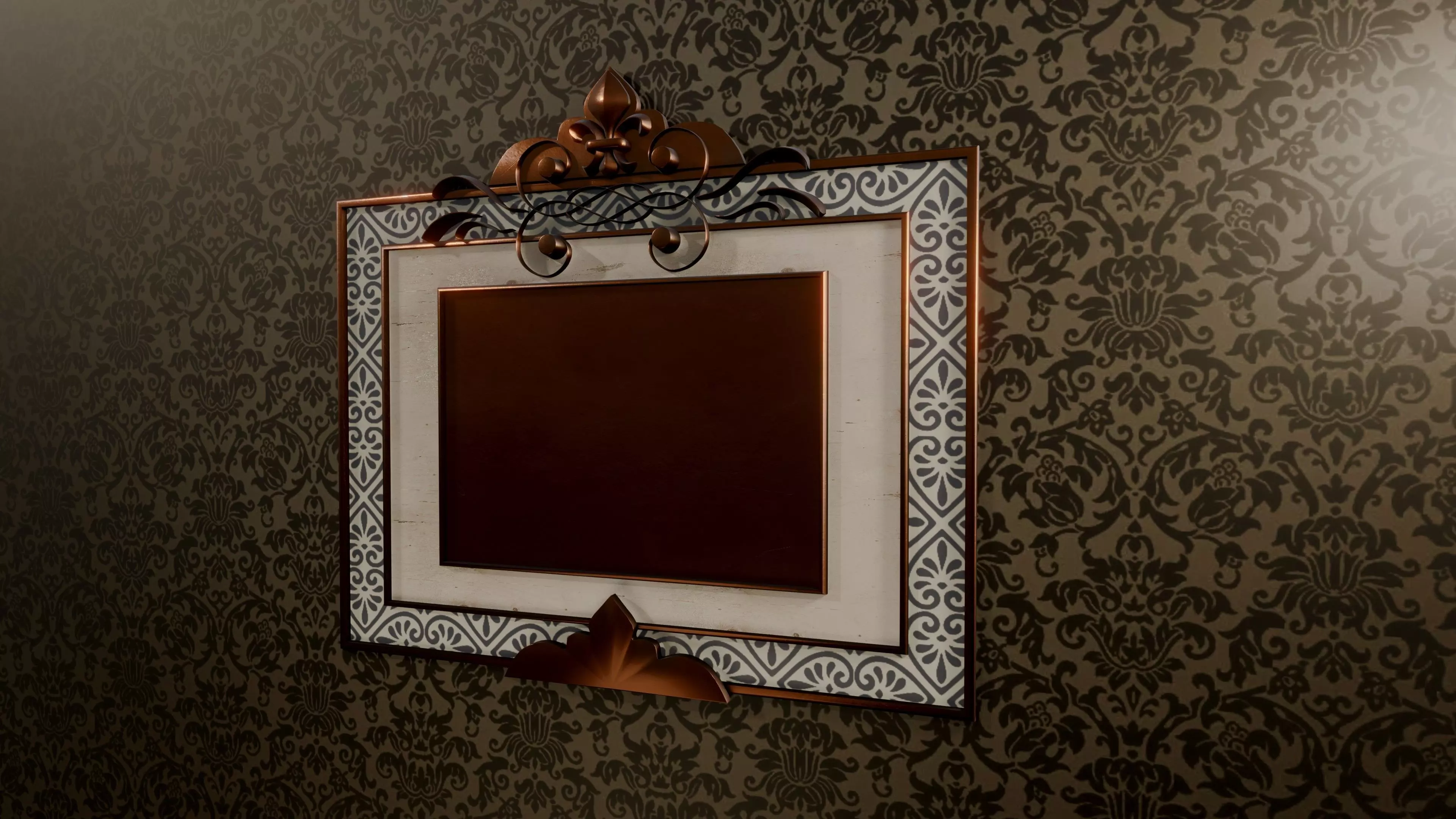 vintage carved frame Low-poly 3D model_0