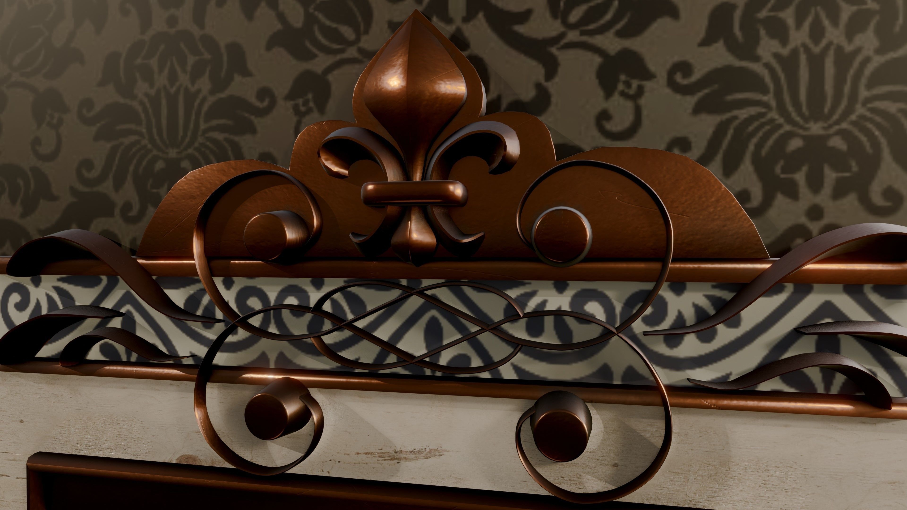 vintage carved frame Low-poly 3D model_1