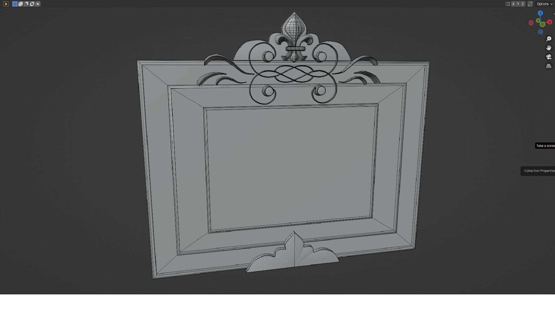 vintage carved frame Low-poly 3D model_4