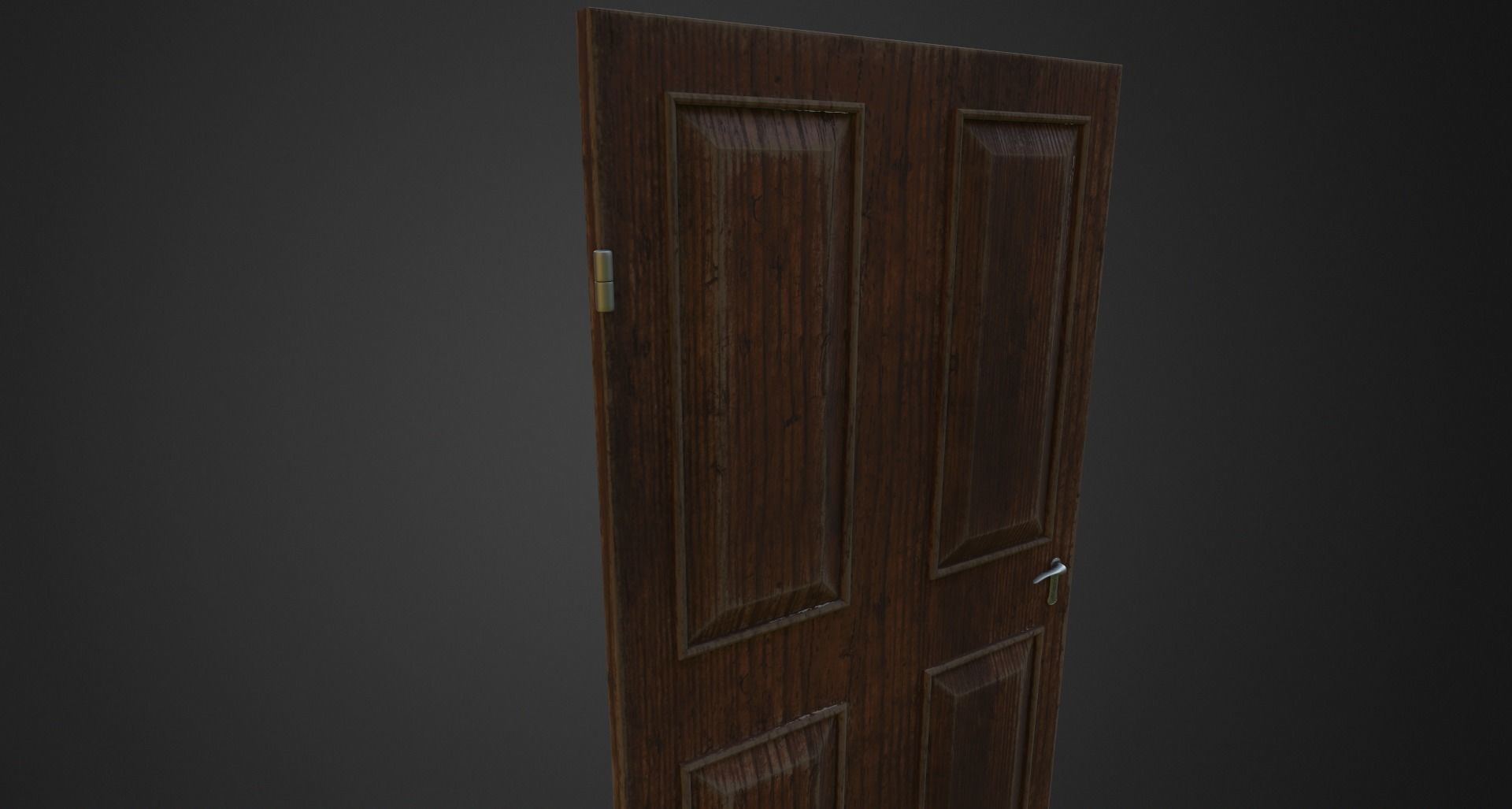 Wood old door Low-poly 3D model_2