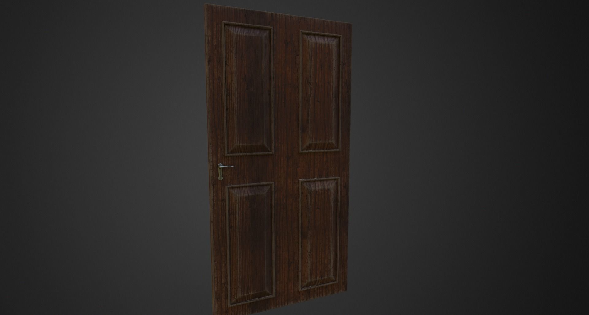 Wood old door Low-poly 3D model_1