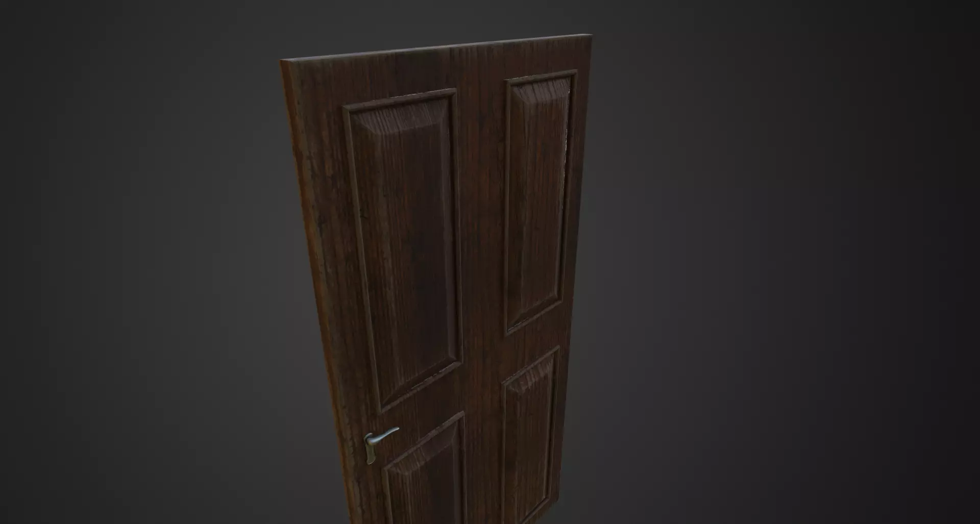Wood old door Low-poly 3D model_0