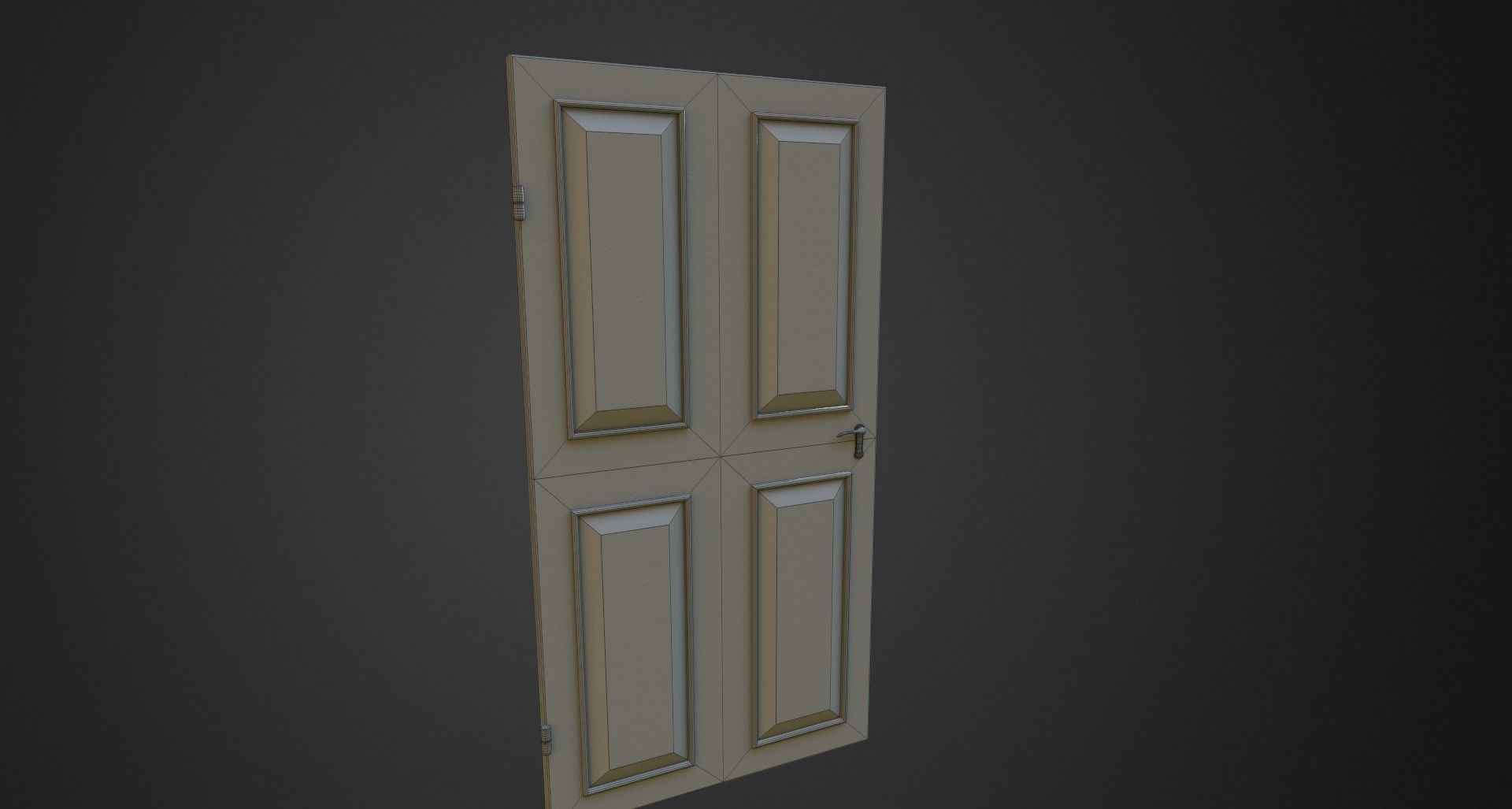 Wood old door Low-poly 3D model_3