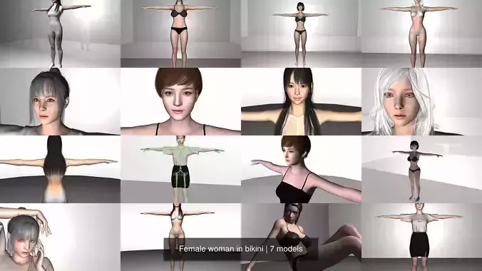 Female woman in bikini 3D Model Collection